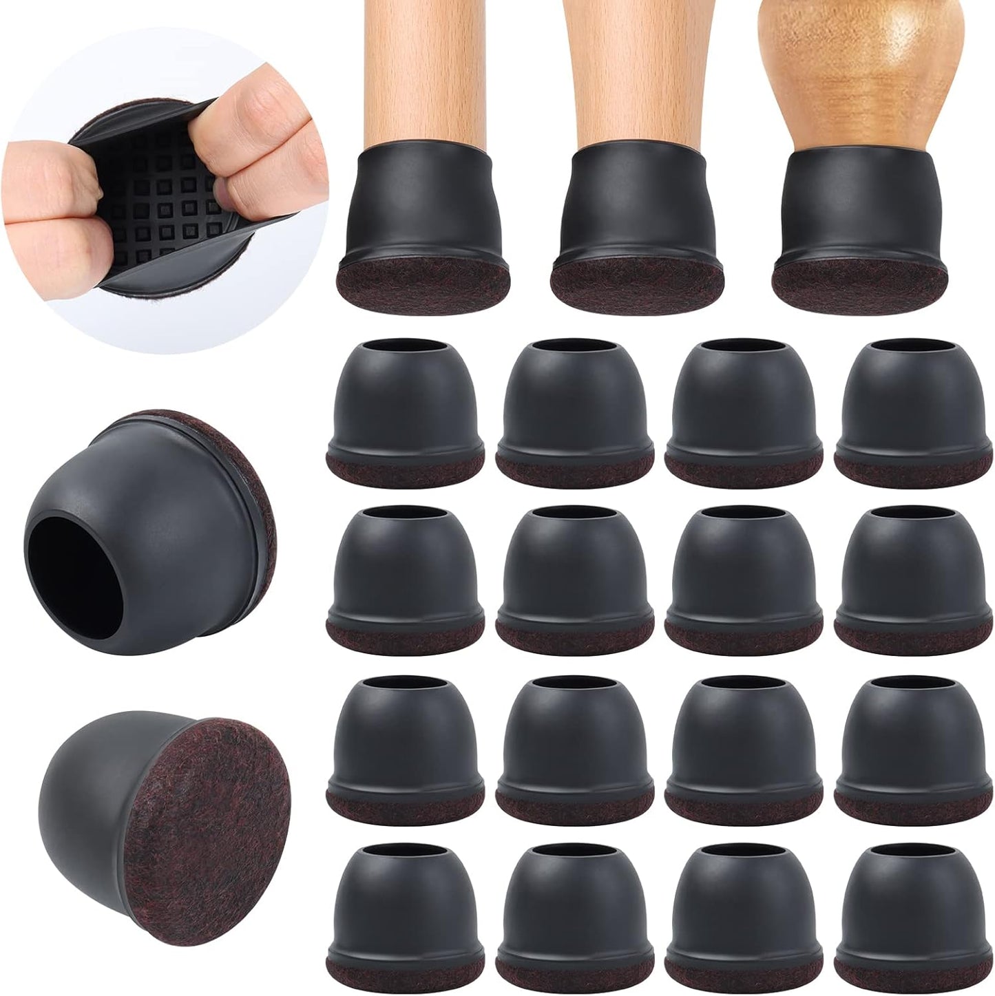 Ezprotekt 24 Pcs Extra Large Chair Leg Floor Protectors for Hardwood Floors, Felt Furniture Pads