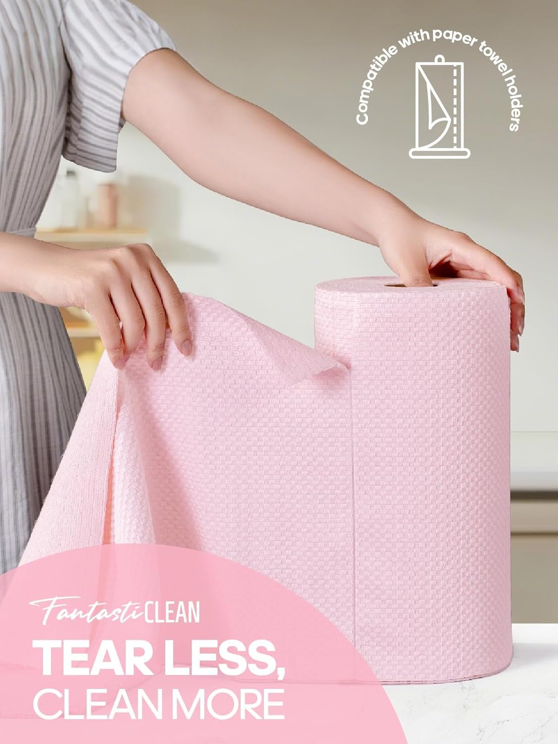 Fantasticlean Large Tear-Away Microfiber Cleaning Cloth Roll - 18'' by 12'', 36 Sheets, Thick Dish