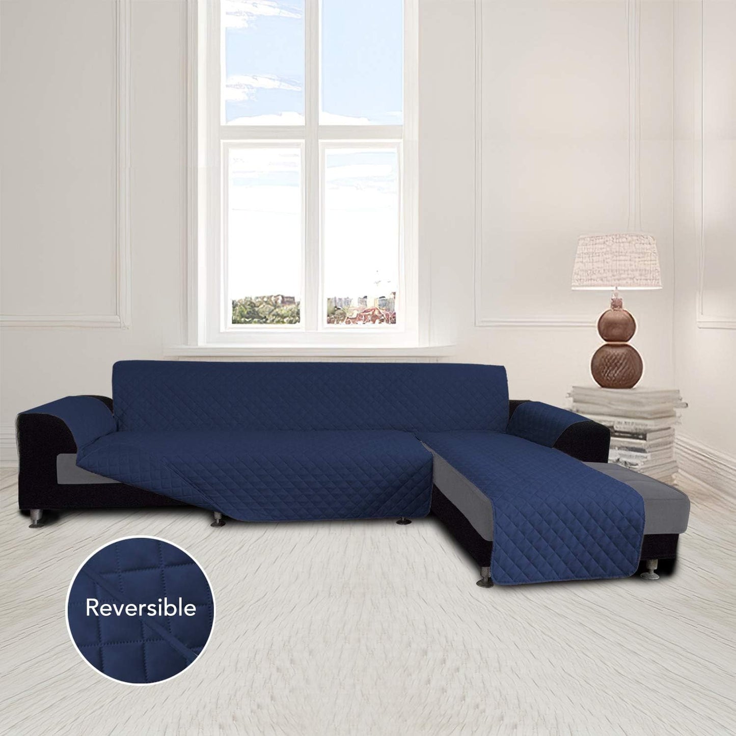 Easy-Going L Shape Couch Cover - Sectional Chaise Lounge Sofa Slipcover Reversible Dog Cat Pet Kids