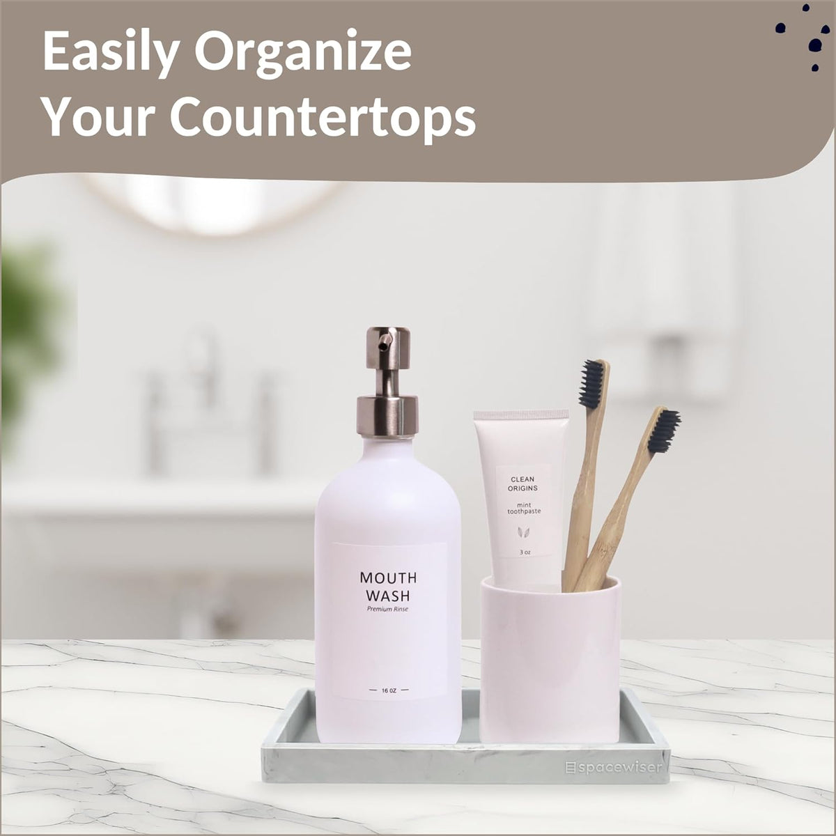 Countertop and Vanity Tray - Small 7.7” Silicone Tray for Soap Dispenser Bottles, Sponge Holder for