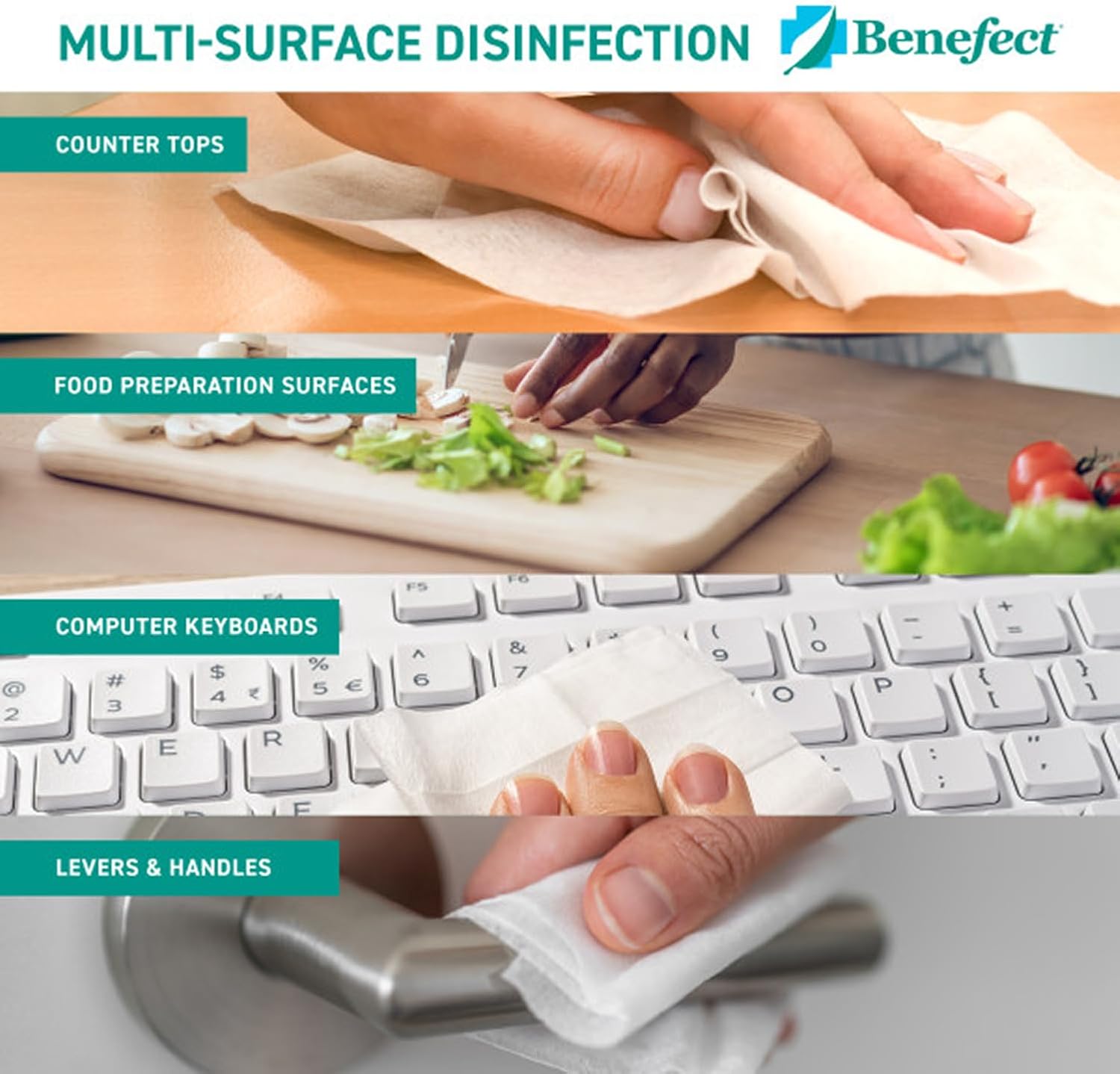 Benefect Botanical Disinfecting Wipes - (170 Wipe Count) Natural, No Residue - Antibacterial
