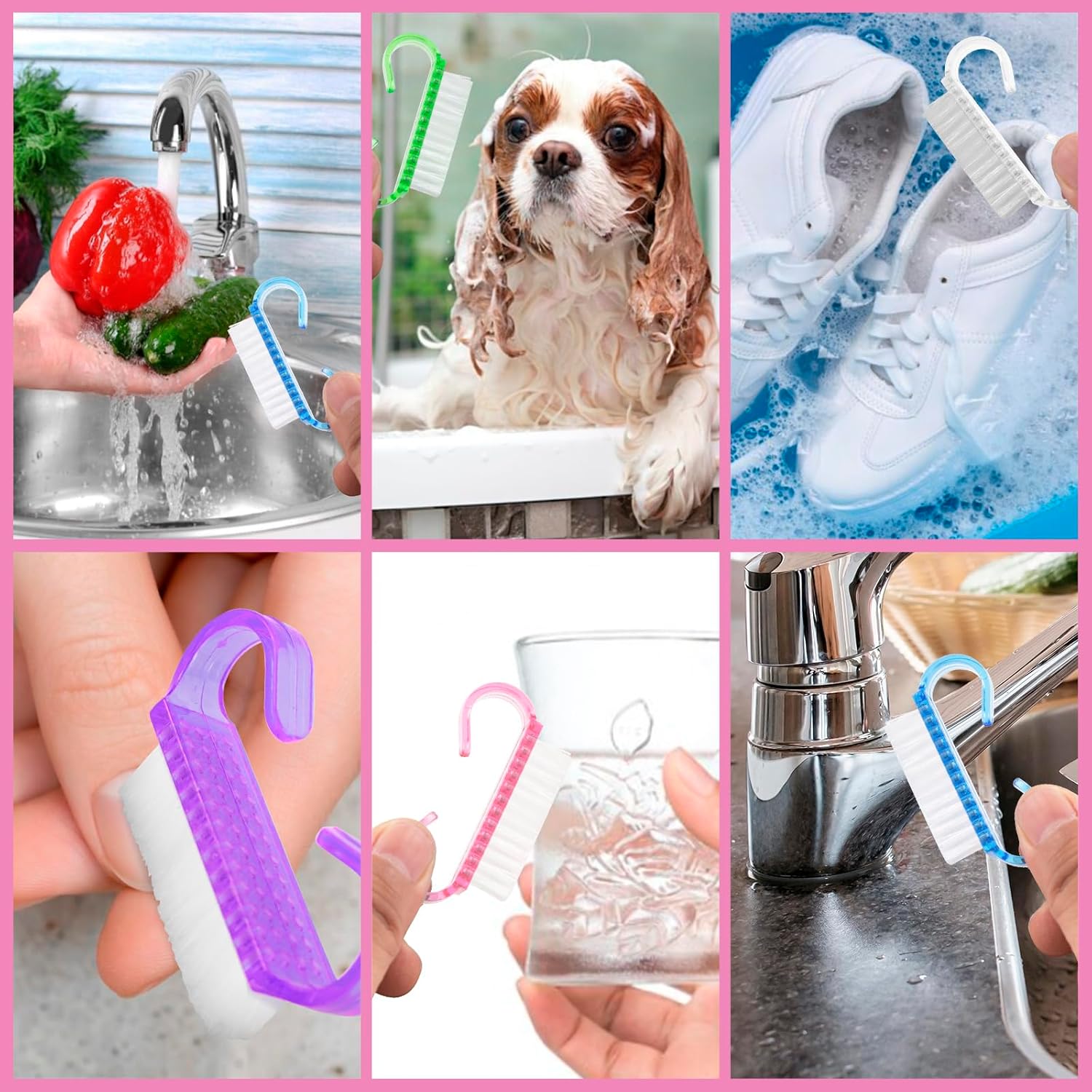 25 Pcs Handle Grip Nail Brush, Fingernail Scrub Cleaning Brushes for Nails and Toes, Hand & Foot