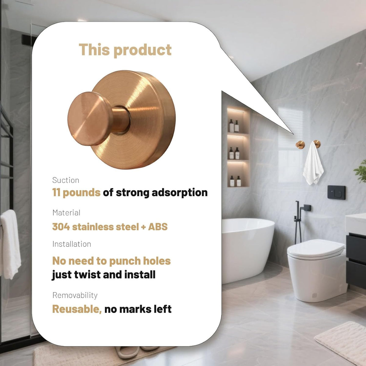 4pcs Suction Cup Hooks for Shower,Shower Towel Suction Hooks,No Drill Towel Hooks for Bathroom