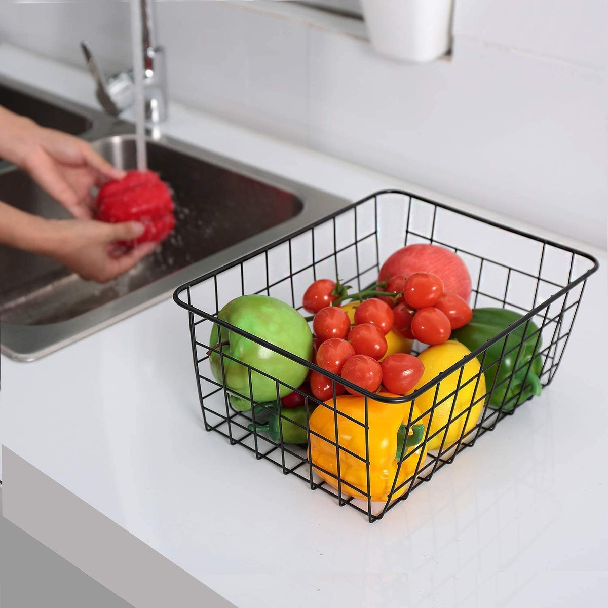 LeleCAT Wire Baskets with Handles Wire Storage Organizer Bin Baskets, Pantry, Closets, Bedrooms