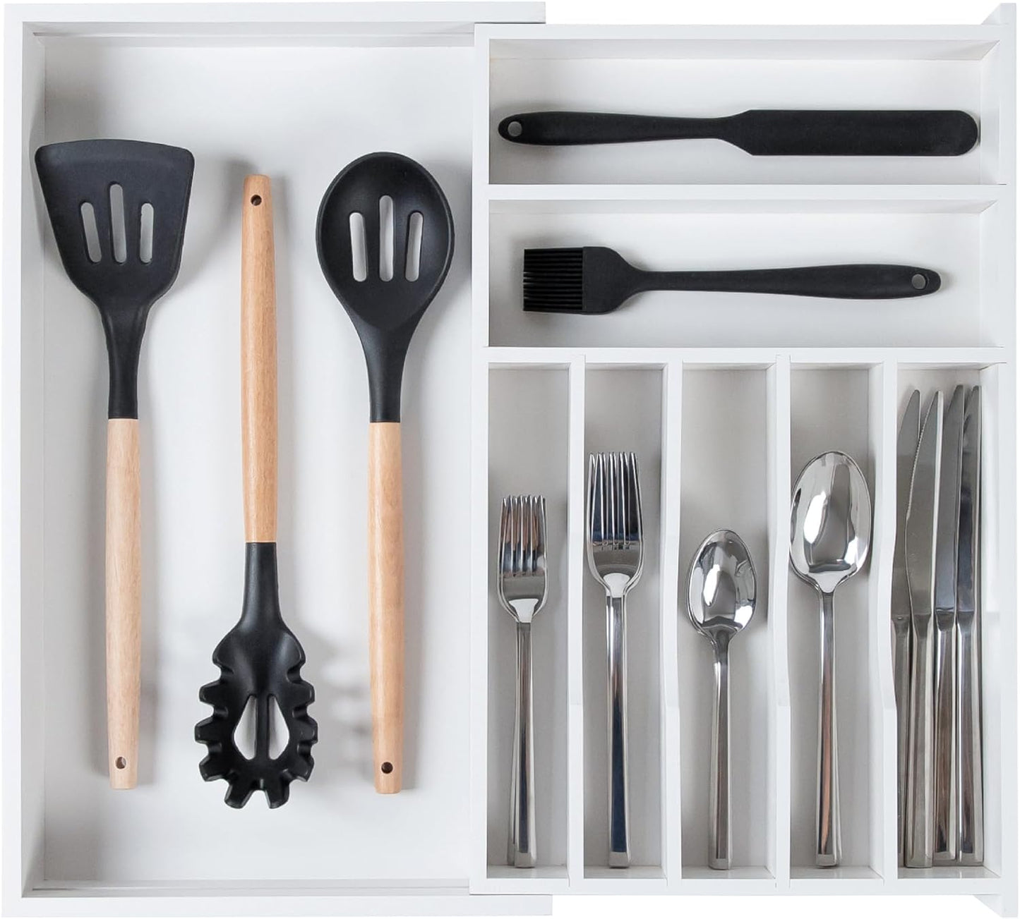 KitchenEdge Premium Silverware, Flatware and Utensil Organizer for Kitchen Drawers, Food-Safe