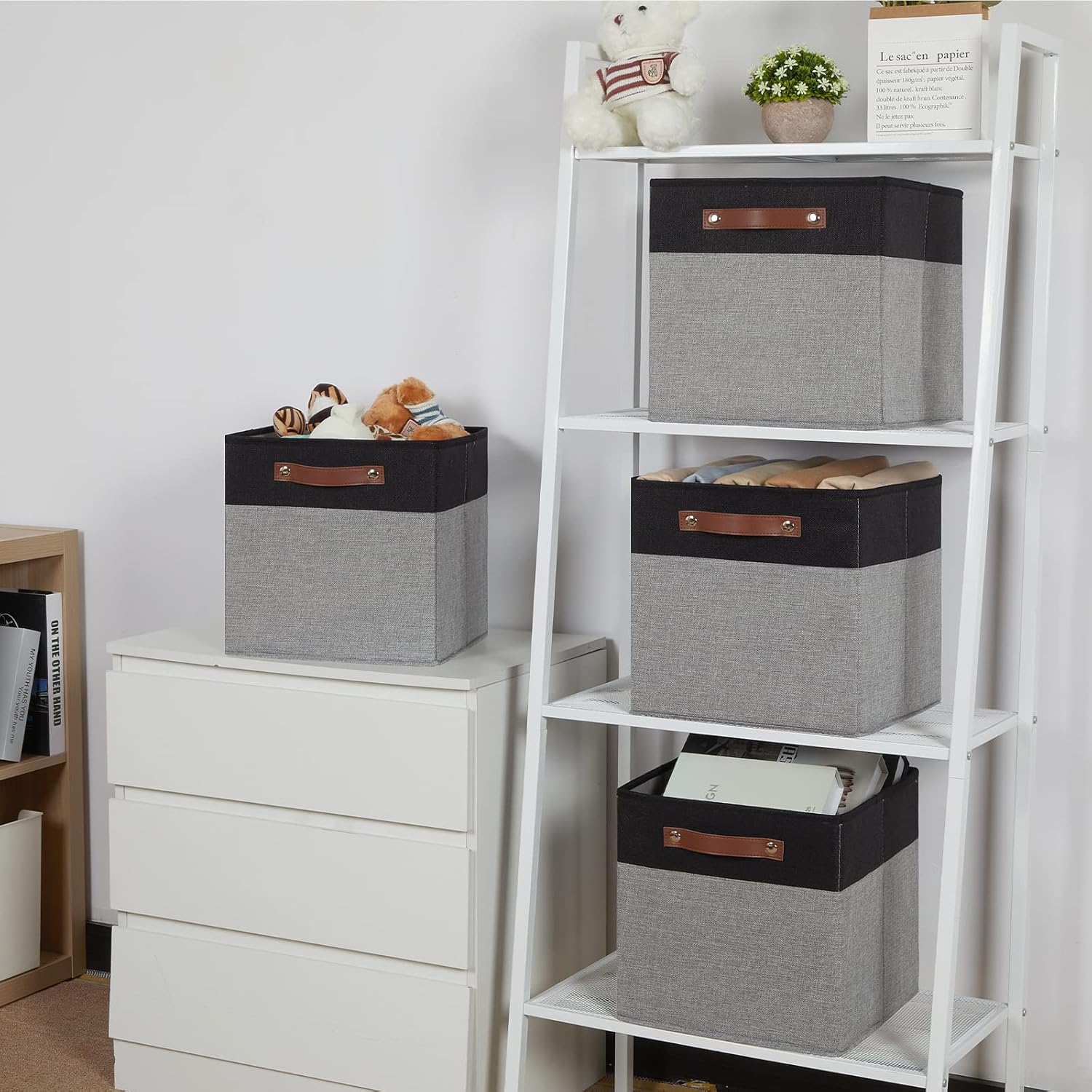 Temary Fabric Cube Storage Bins 12 Inch Decorative Storage Cubes Baskets 4 Pack Foldable Cube