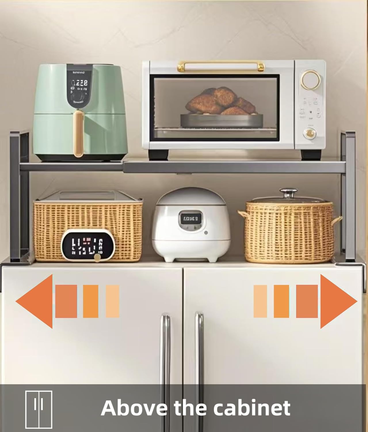 Adjustable Fridge Top Storage Rack,12.4"-23.62" Expandable Organizer Shelf,Refrigerator Storage