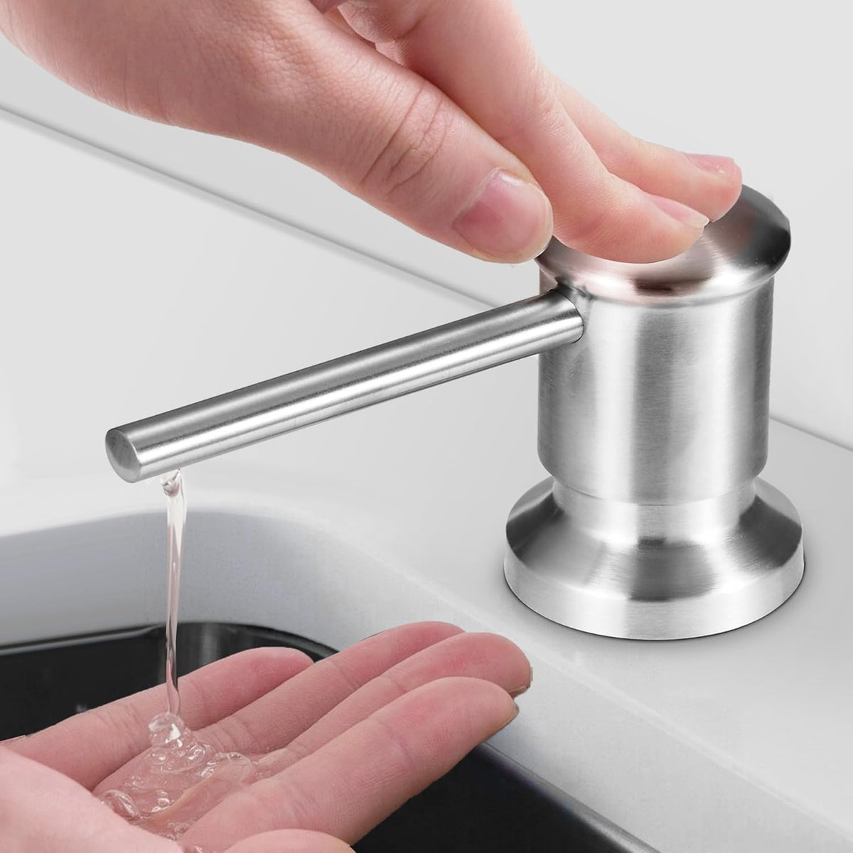 Yofidra Soap Dispenser for Kitchen Sink: Built in Sink Soap Dispenser Pump, Brushed Nickel