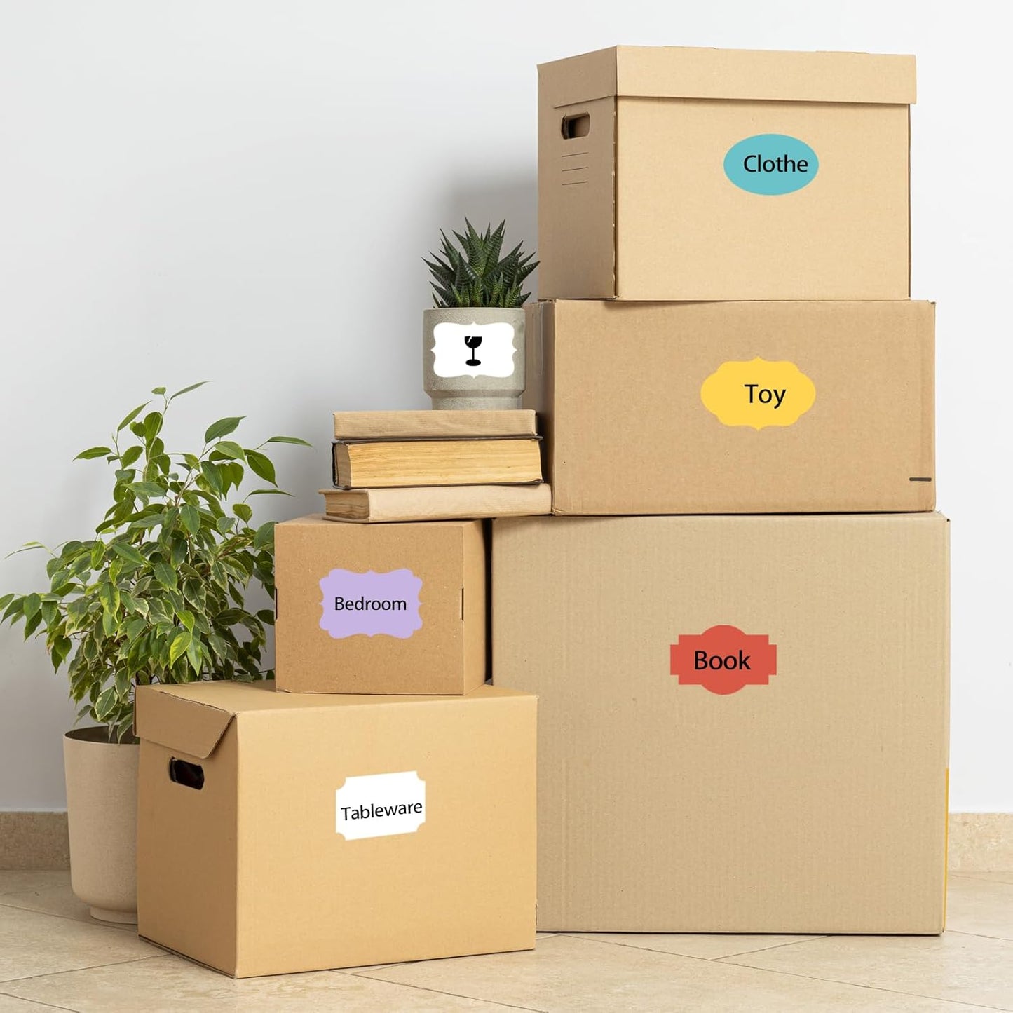 White Labels Stickers, 250PCS 3" x 2" Fancy Shape Stickers Labels for Storage Box or Food Jars