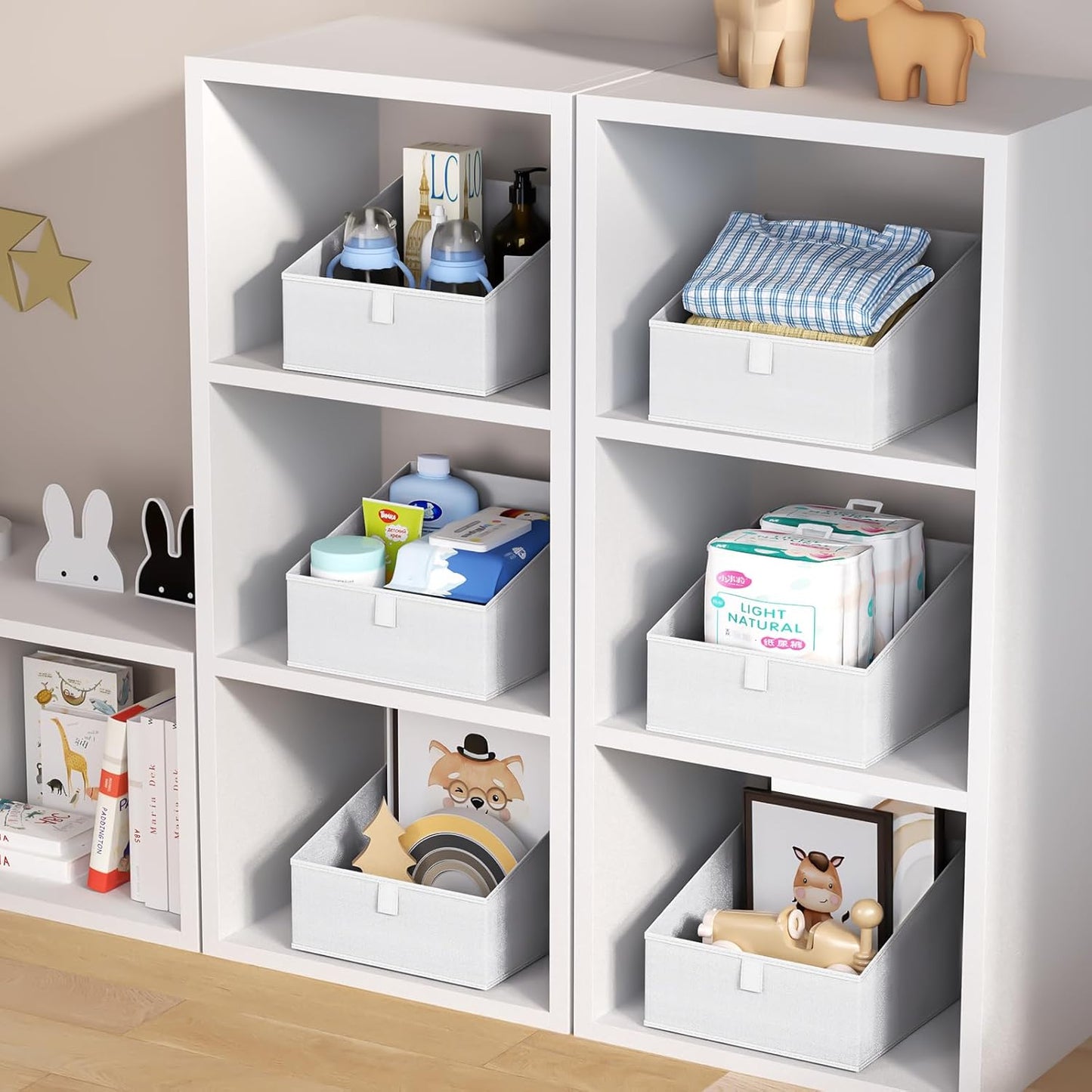 DIMJ Closet Storage Bins 6 Pack - Fabric Trapezoid Organizer Bin, Foldable Storage Baskets for
