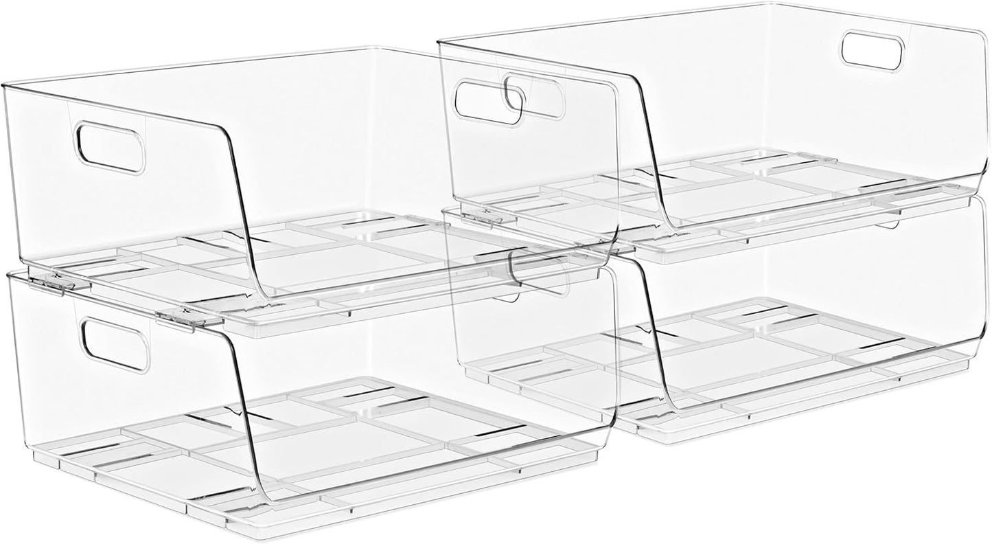 Sorbus Stackable Storage Bins Open Front - Pantry Bins for Storage and Organization - Acrylic