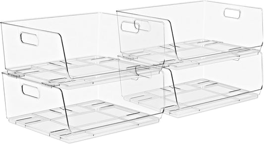 Sorbus Stackable Storage Bins Open Front - Pantry Bins for Storage and Organization - Acrylic