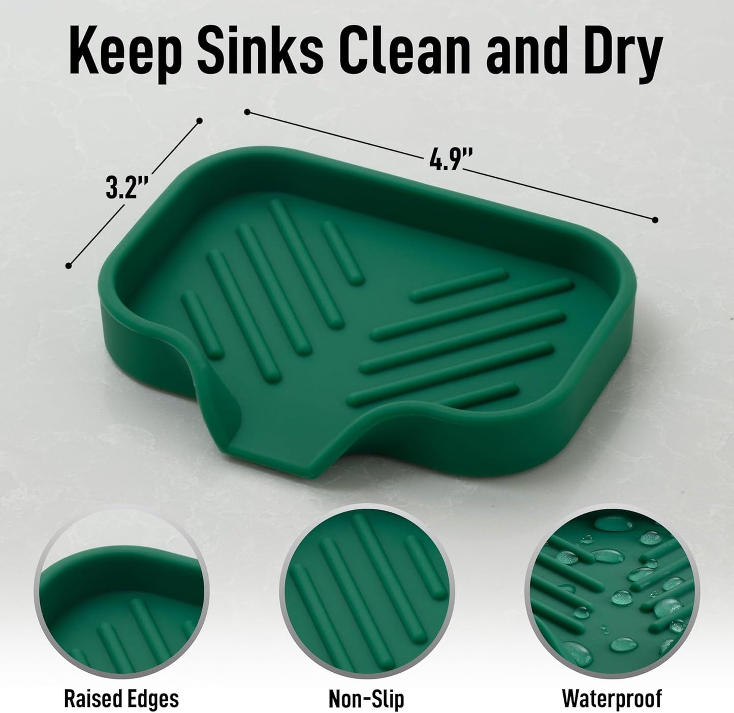 Zulay Kitchen Small Silicone Sponge Holder (4.9x3.3”) – Space-Saving Sink Organizer Tray for