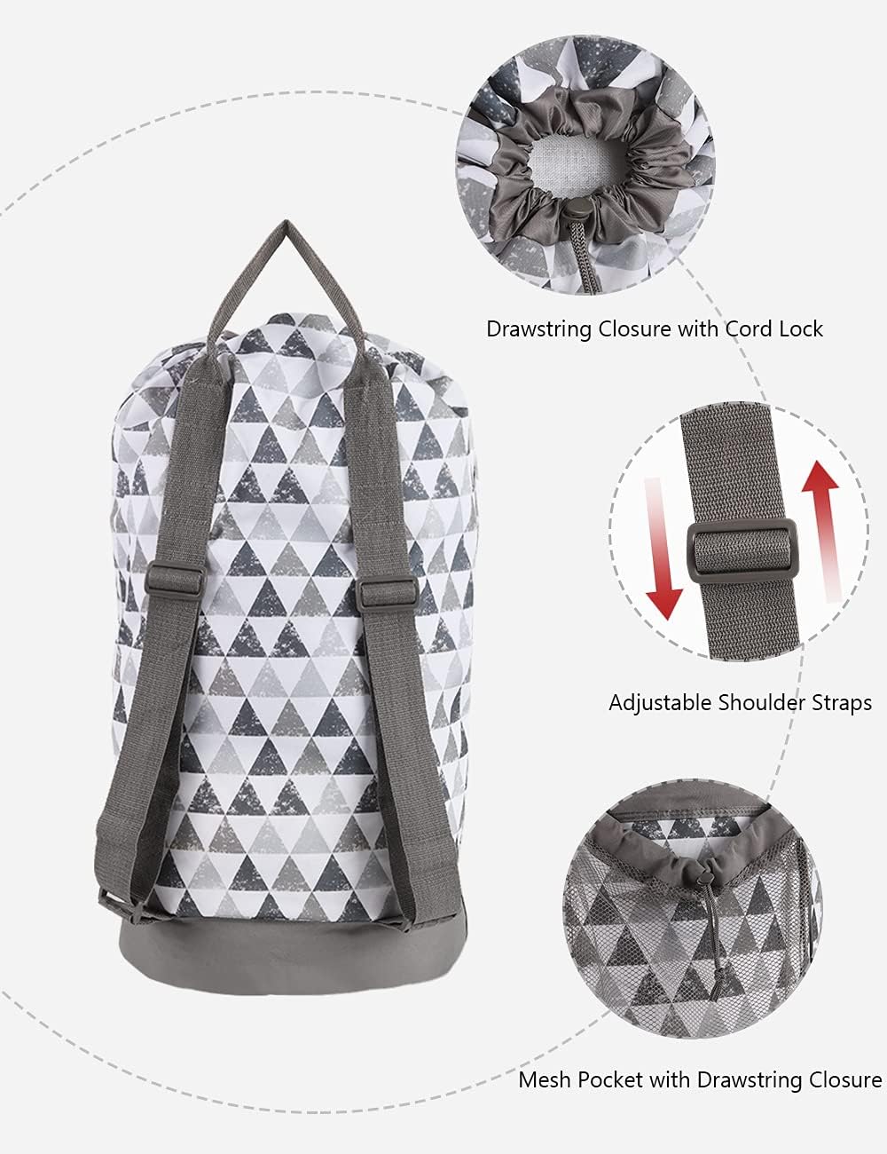 Dalykate Backpack Laundry Bag, Laundry Backpack with Shoulder Straps and Mesh Pocket Durable Nylon