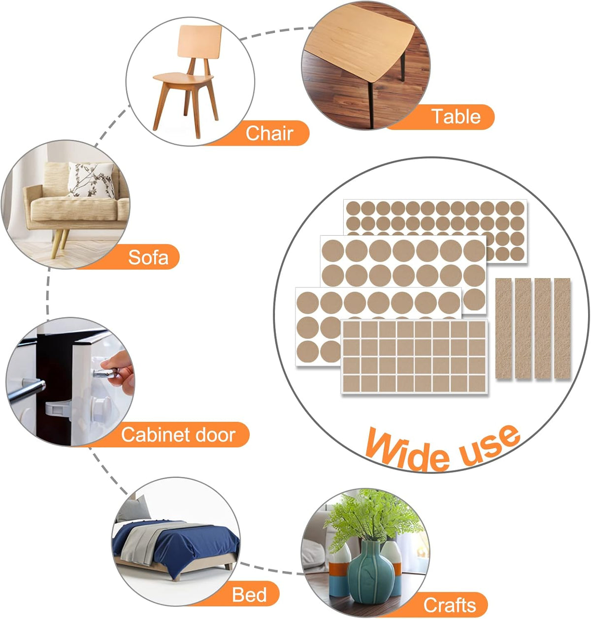 Felt Furniture Pads 300 Pieces, Furniture Pads for Hardwood Floors, Floor Protectors for Furniture