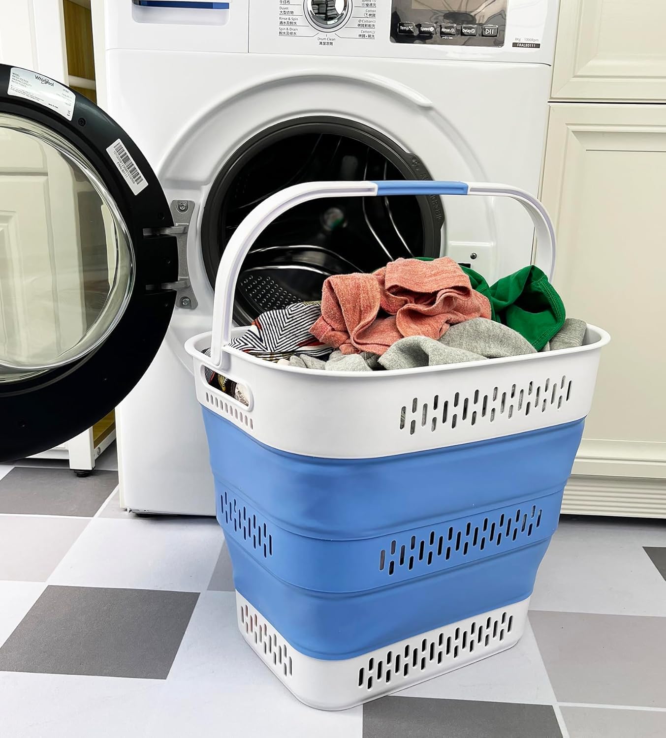 SAMMART 40L (10.5 Gallon) Collapsible Plastic Laundry Basket with Handles - Foldable Pop Up Storage