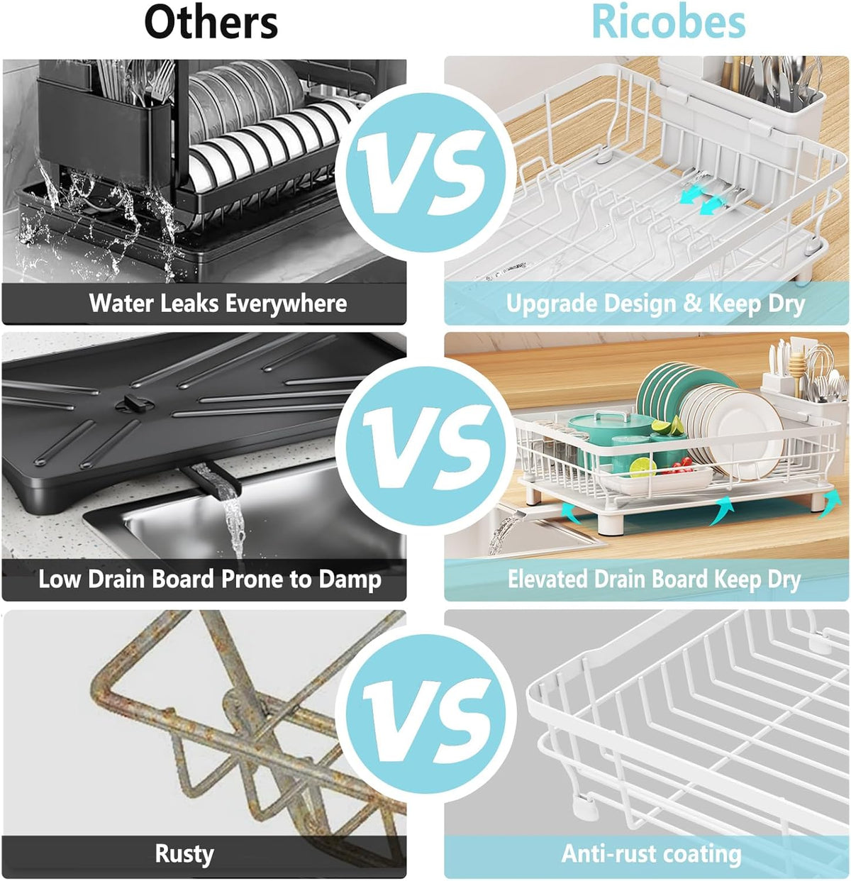 Dish Drying Rack - Space Saving Dish Rack - Dish Racks for Kitchen Counter with