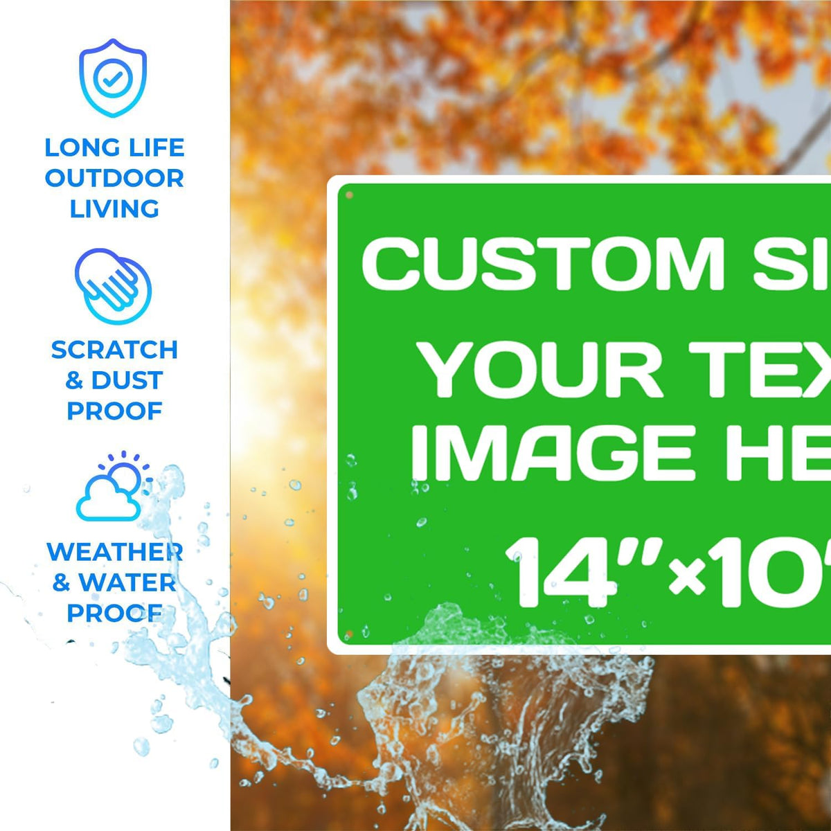 Personalized Aluminum Weatherproof Metal Signs - Multiple Sizes, Custom Text & Picture, Hazard