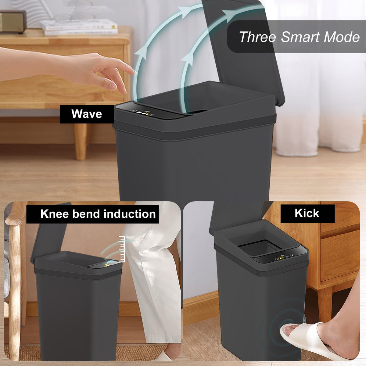 Yatmung 4 Gallons Bathroom Trash Can Automatic Touchless - 15.5 Liters Smart Trash Can Motion