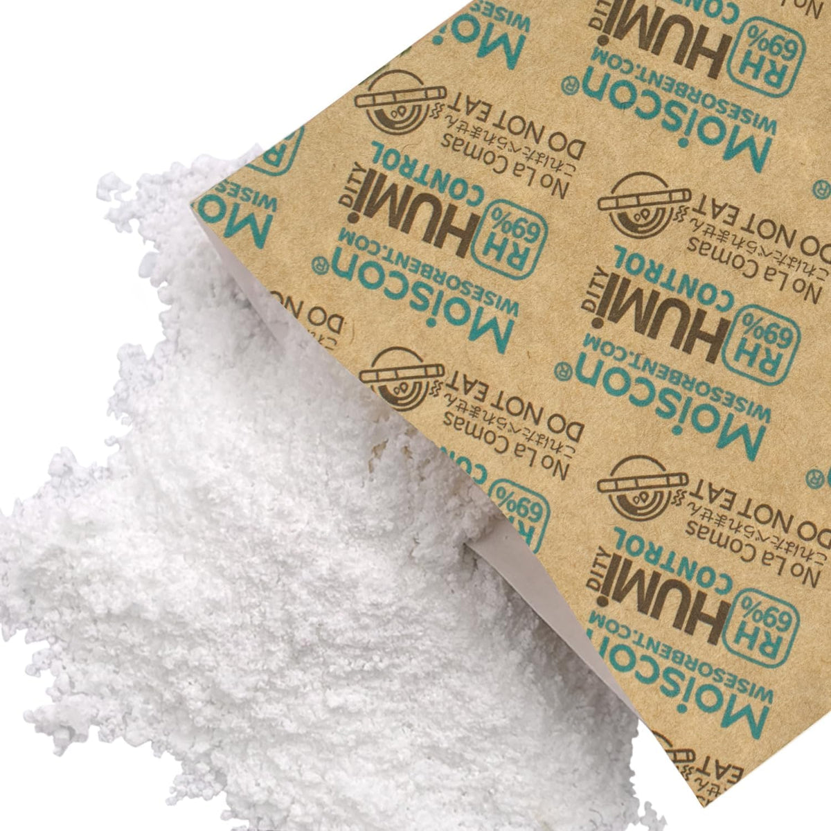 60 Gram 5 Pack 69% Two-Way Humidity Control Packs, Size 60 for Plastic Travel Case & Zip Lock Bags