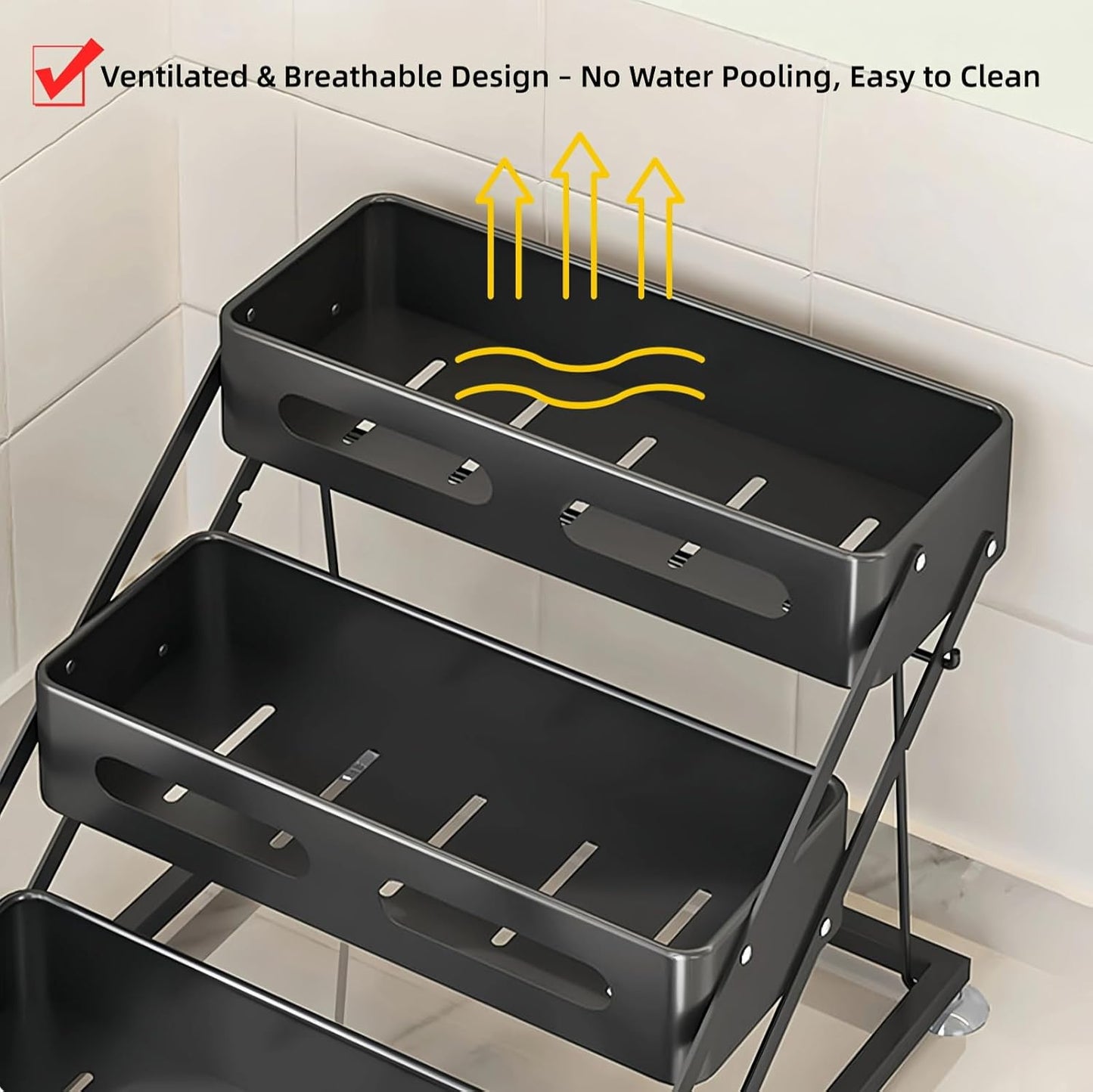 Bokelai Spice Rack 3 Tier Foldable Seasoning Organizer Jars Storage Holder Step Shelf for Cabinet
