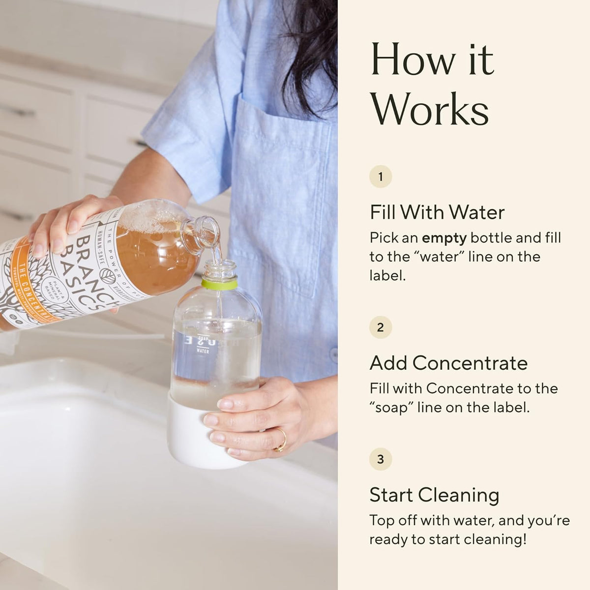 Branch Basics Premium Starter Kit in Glass: All Purpose Cleaner, Glass Cleaner, Bathroom Cleaner