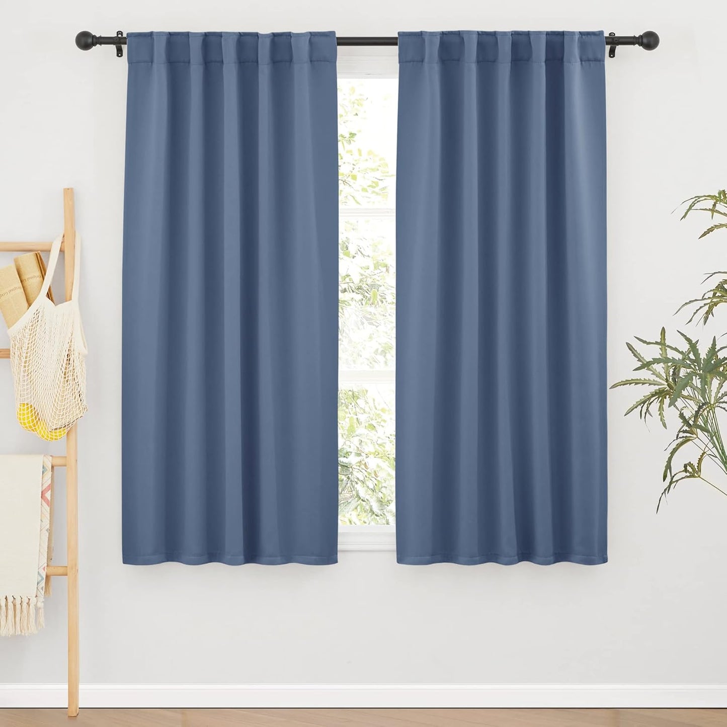 RYB HOME Privacy Window Curtain 63 inches 2 Panels Set, Solid Room Darkening Curtains & Drapes