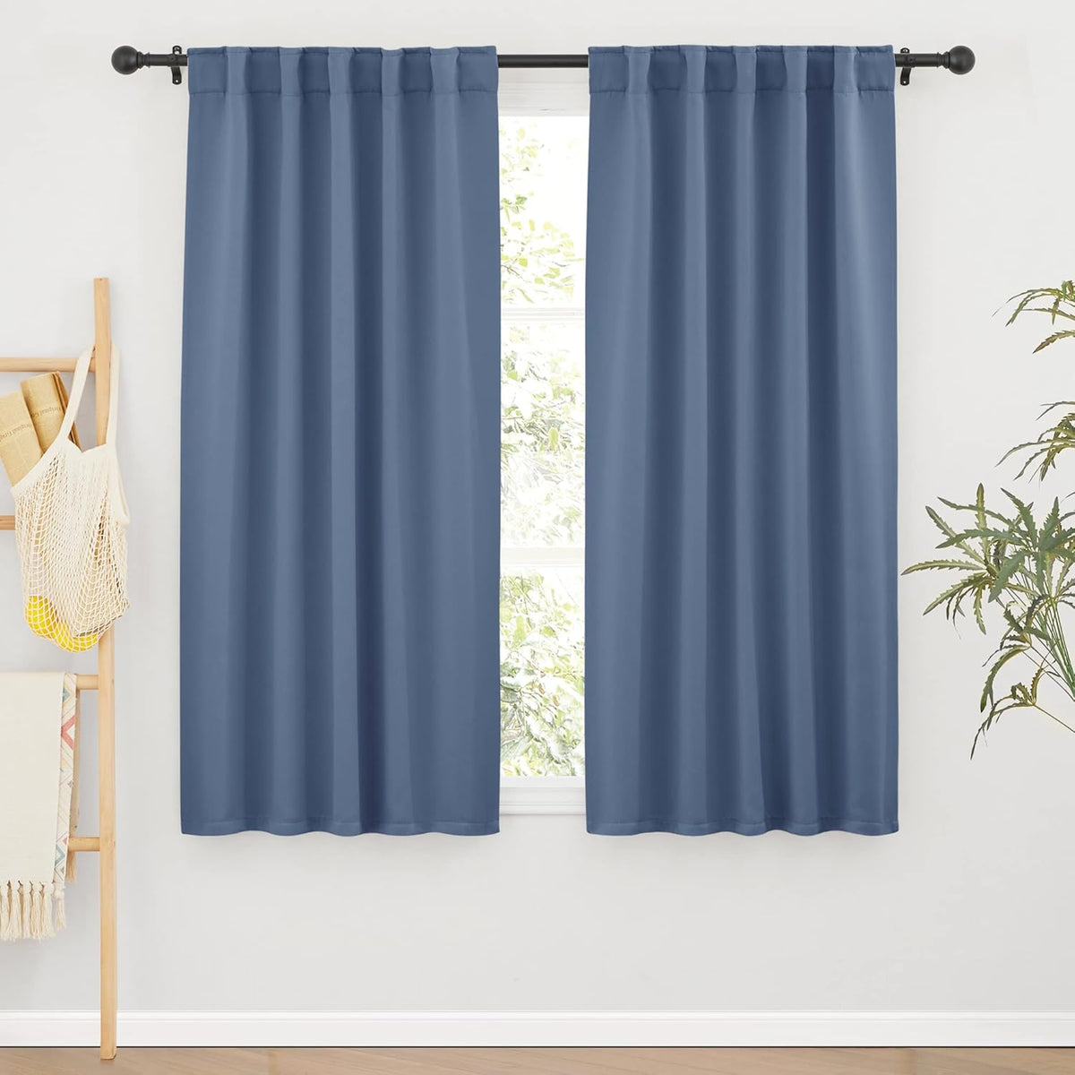 RYB HOME Privacy Window Curtain 63 inches 2 Panels Set, Solid Room Darkening Curtains & Drapes