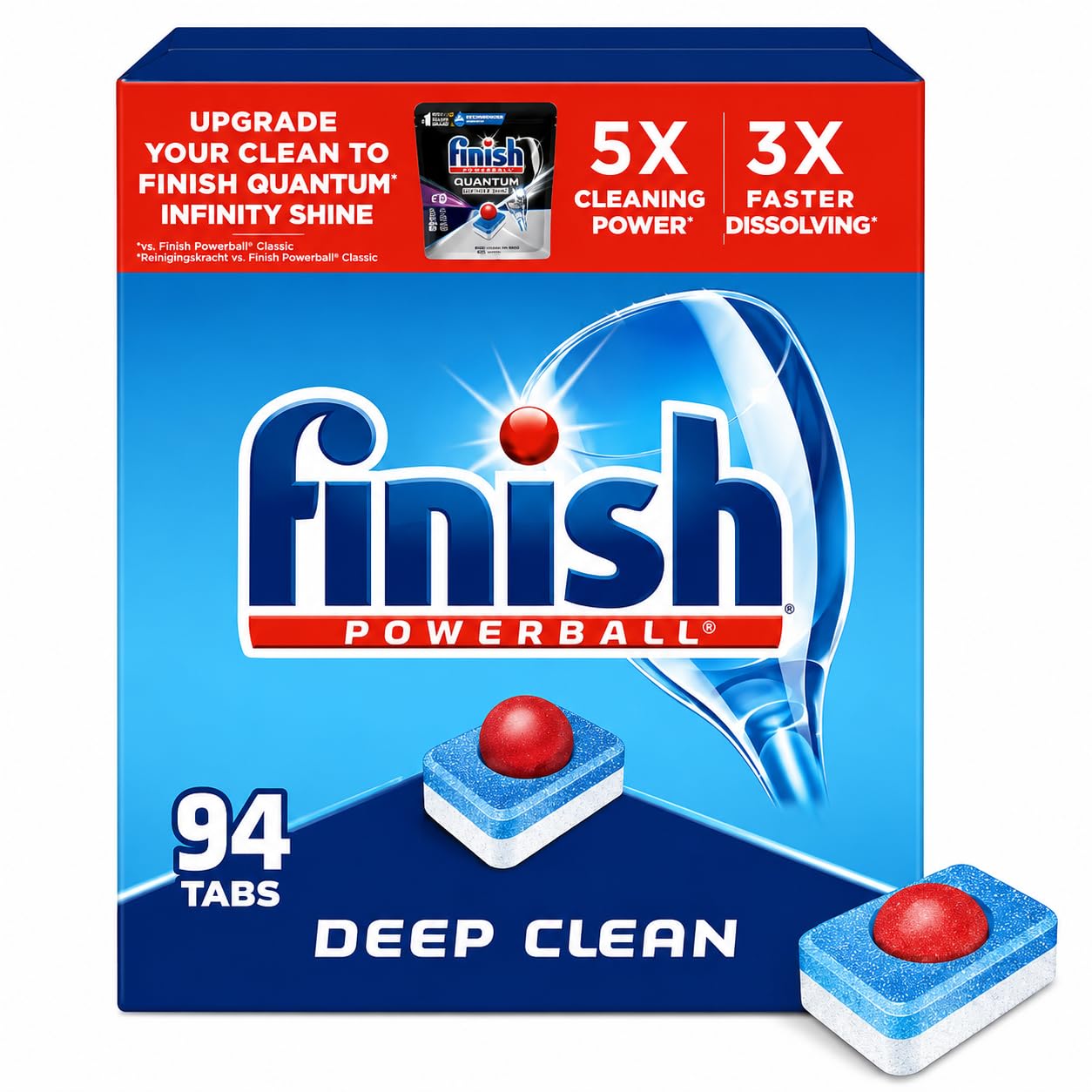 Finish Powerball Dishwasher Pods, Dishwasher Tablets Plastic Free, Fresh Scent, 94 Count