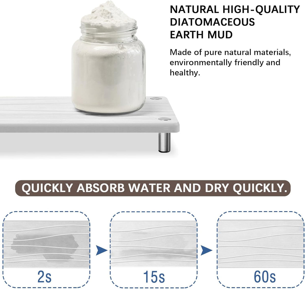 Quick Dry Sink Caddy Kitchen Sink Organizer, Water Absorbing Stone Tray for Sink, Stone Drying