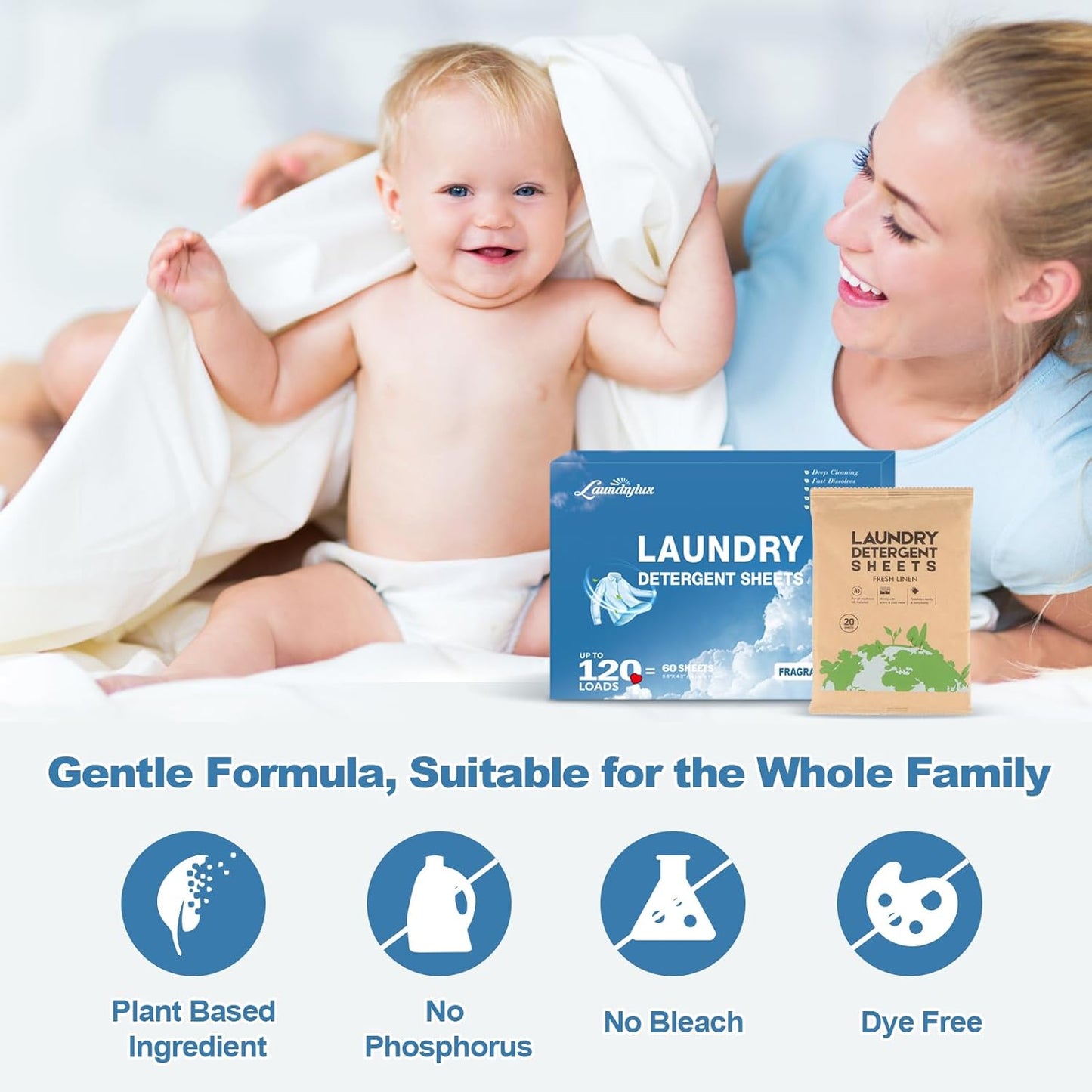 Laundry Detergent Sheet, Eco-Friendly & Hypoallergenic Wash Strips, Natural Ingredients