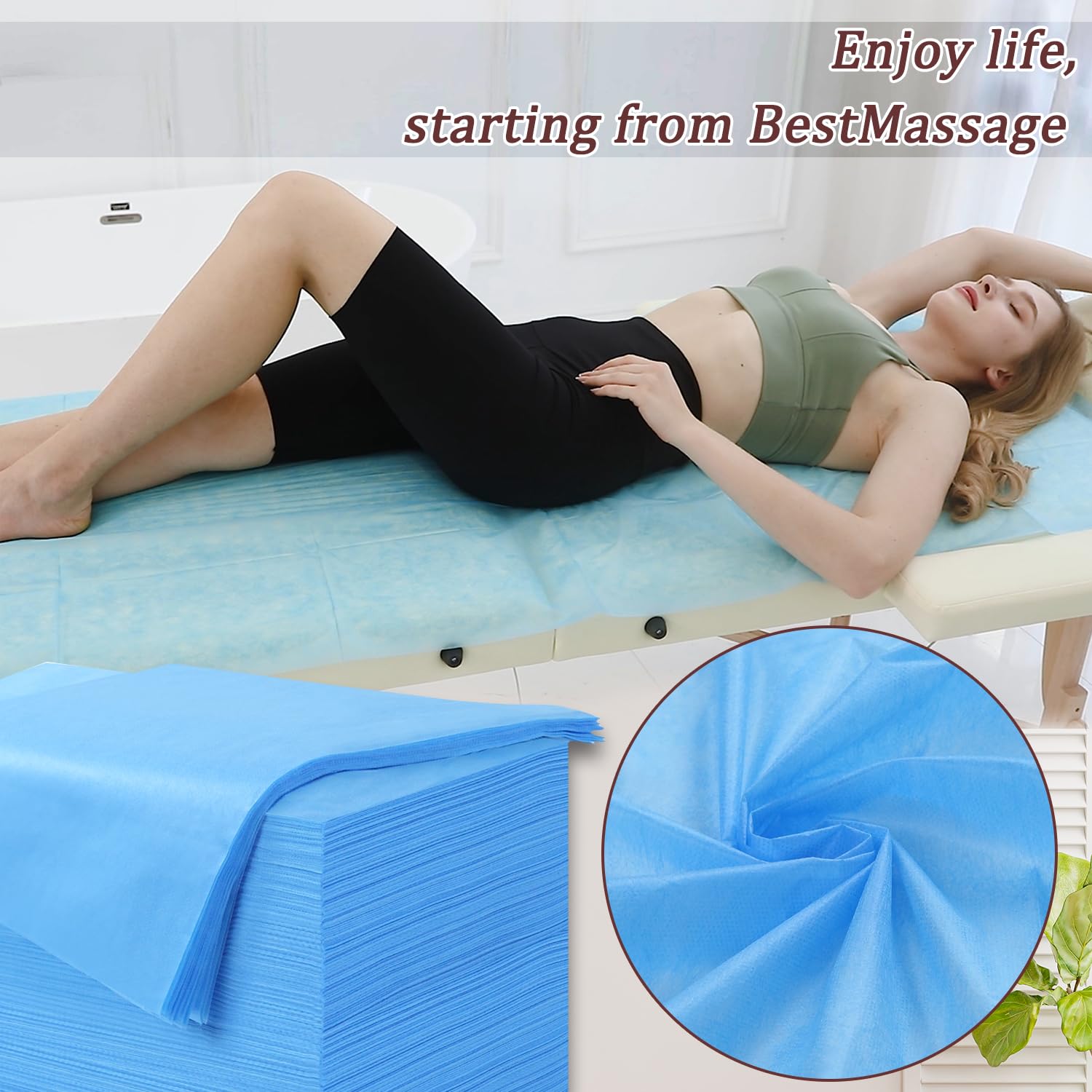 100 Pcs Disposable Bed Sheets 31" x 71" Massage Table Sheets Non Woven Fabric SPA Bed Cover