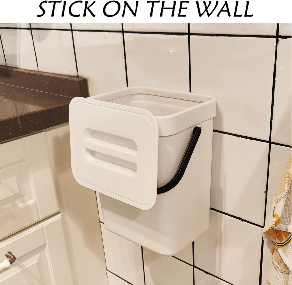 stonespace Hanging Small Trash Can with Lid Under Sink for Kitchen，1.3 Gallon/ 5L Mountable Compost