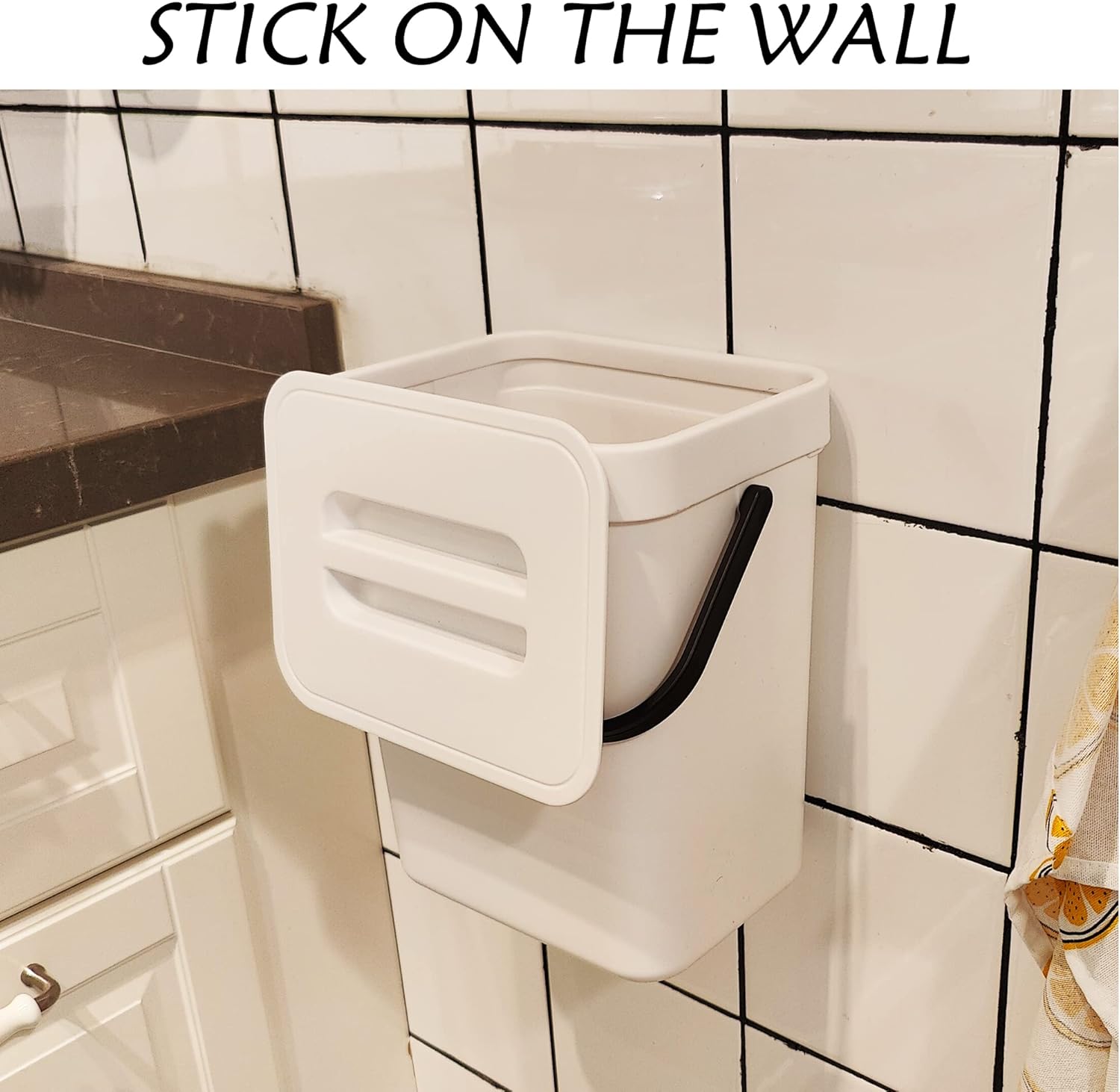 stonespace Hanging Small Trash Can with Lid Under Sink for Kitchen，1.3 Gallon/ 5L Mountable Compost