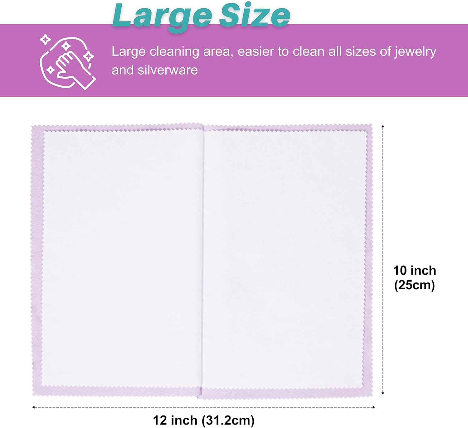 CATIFLIN 3PCS Purple Silver Polishing Cloths, 10"x12" Jewelry Cleaning Cloths for Gold, Silver