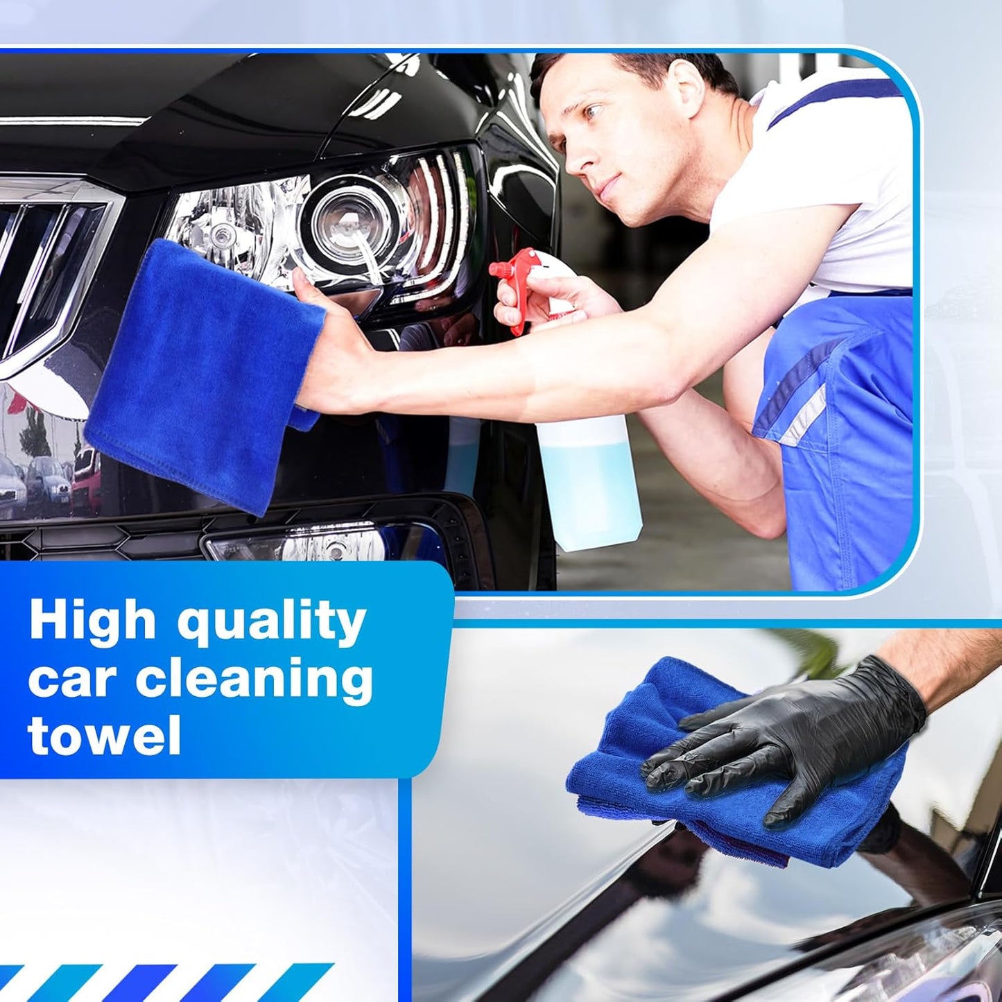 Nuenen Microfiber Cleaning Cloths for Cars 16 x 16 Inch Ultra Absorbent Car Towels Drying Reusable