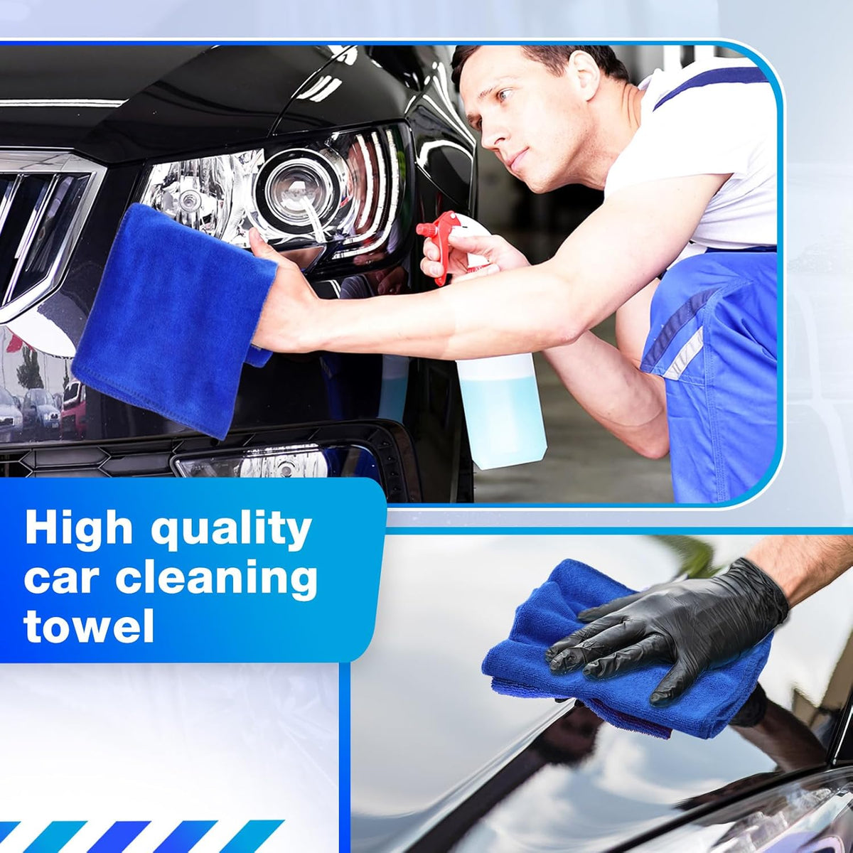 Nuenen Microfiber Cleaning Cloths for Cars 16 x 16 Inch Ultra Absorbent Car Towels Drying Reusable