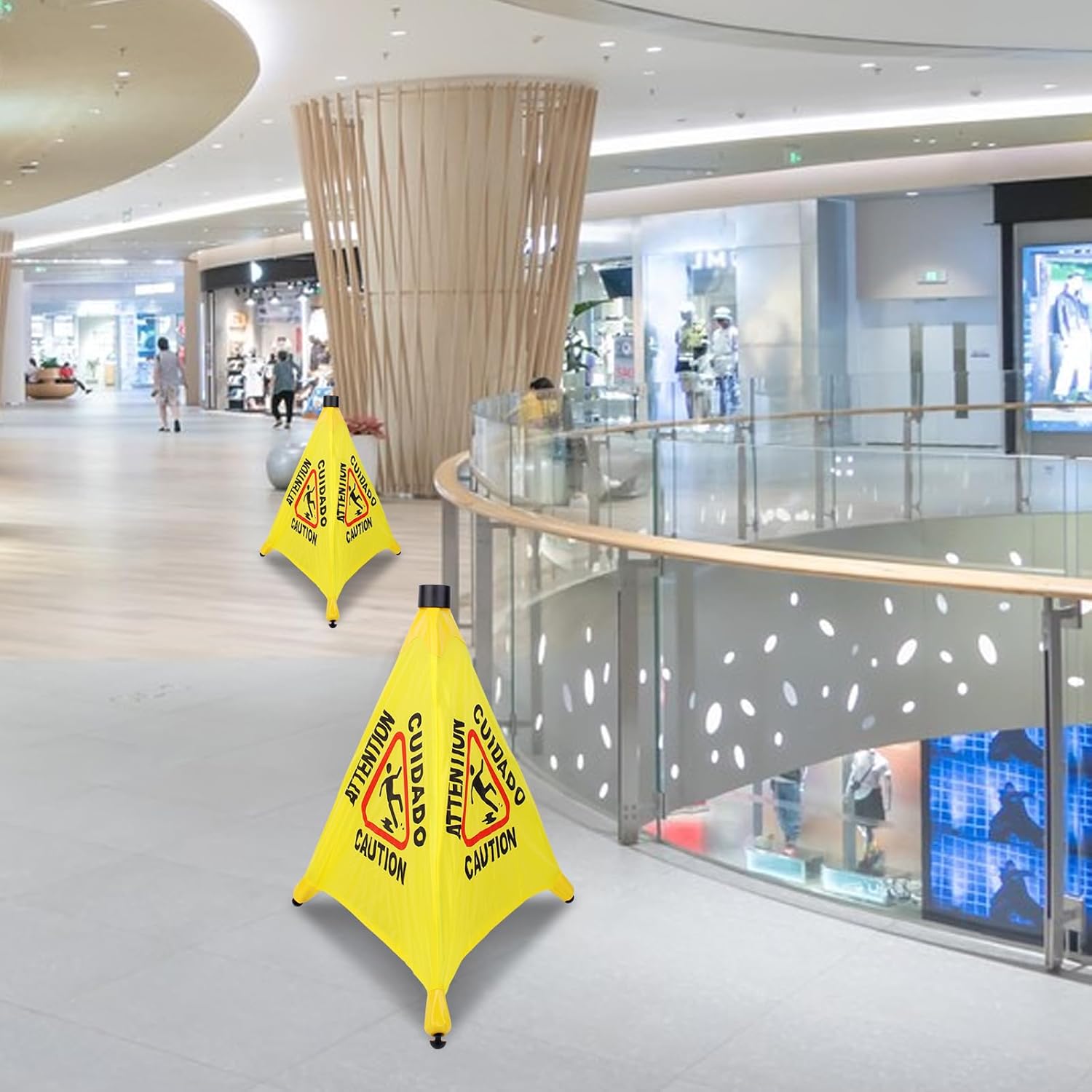 6 Pcs 20 inch Pop up Wet Floor Sign with Storage Tube, Wet Safety Signs Commercial Caution Safety