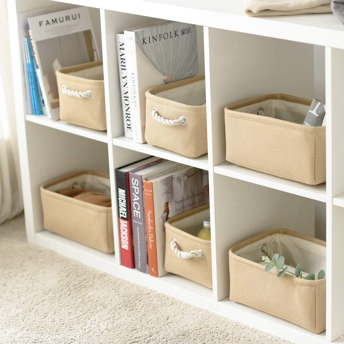 TheWarmHome Storage Basket for Organizing - Small 6 Pack 11.8x7.8x5.2 inch Fabric Storage Cubes