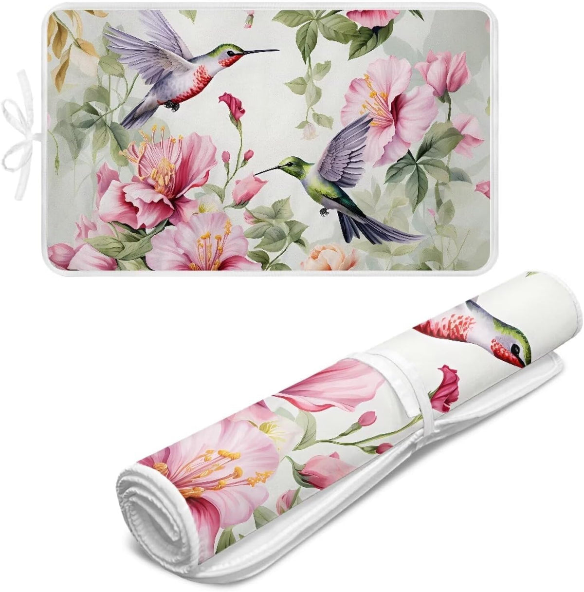 Hummingbird Ironing Mat for Table top Washer,Dryer,Countertop,Floral Print Portable Iron Pad