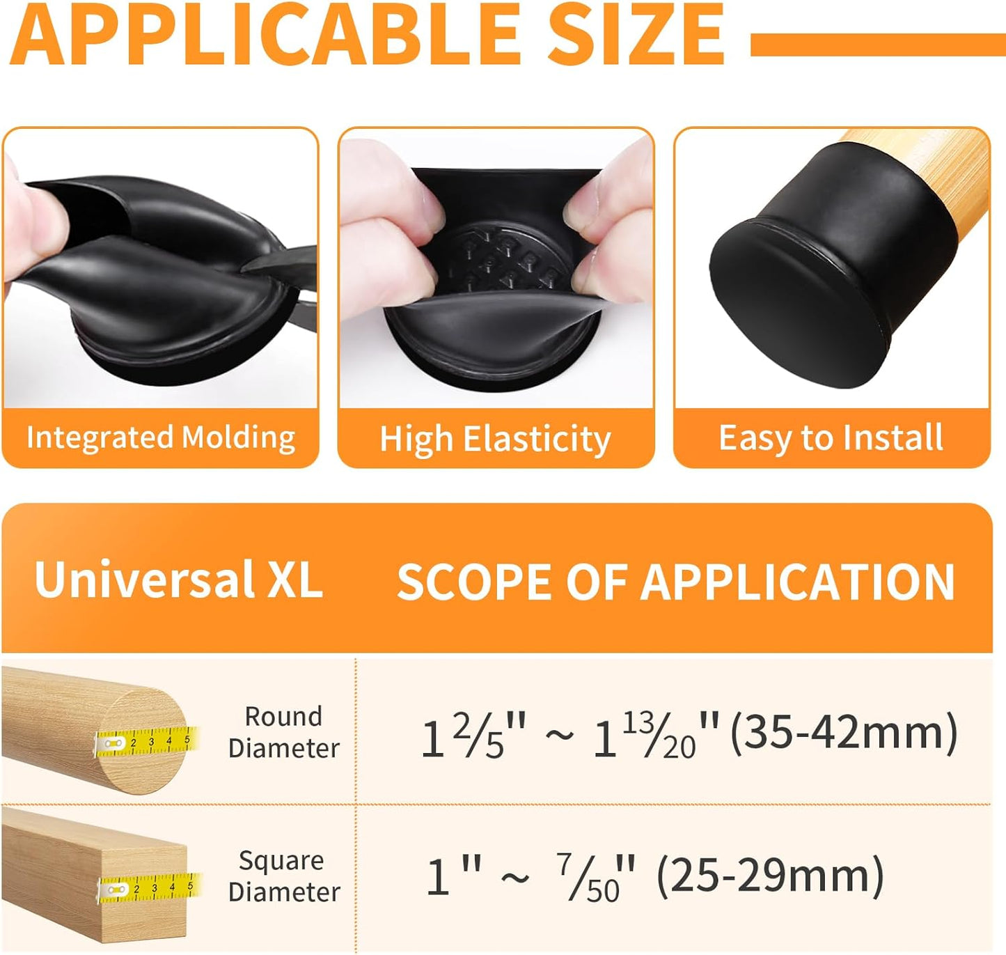 Ezprotekt 24 Pcs Large Black Chair Leg Sliders for Carpet, Round Chair Glides for Rug, Teflon