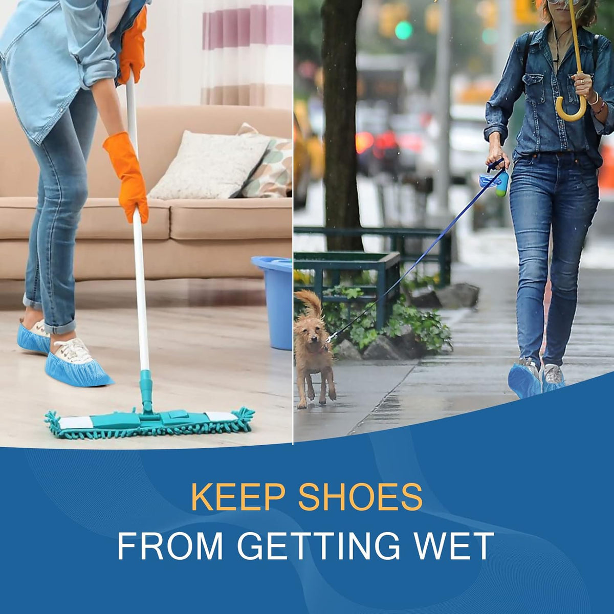 Hitituto Shoe Covers Disposable Non-slip for Indoors -100 Pieces (50 Pairs) Waterproof Premium CPE