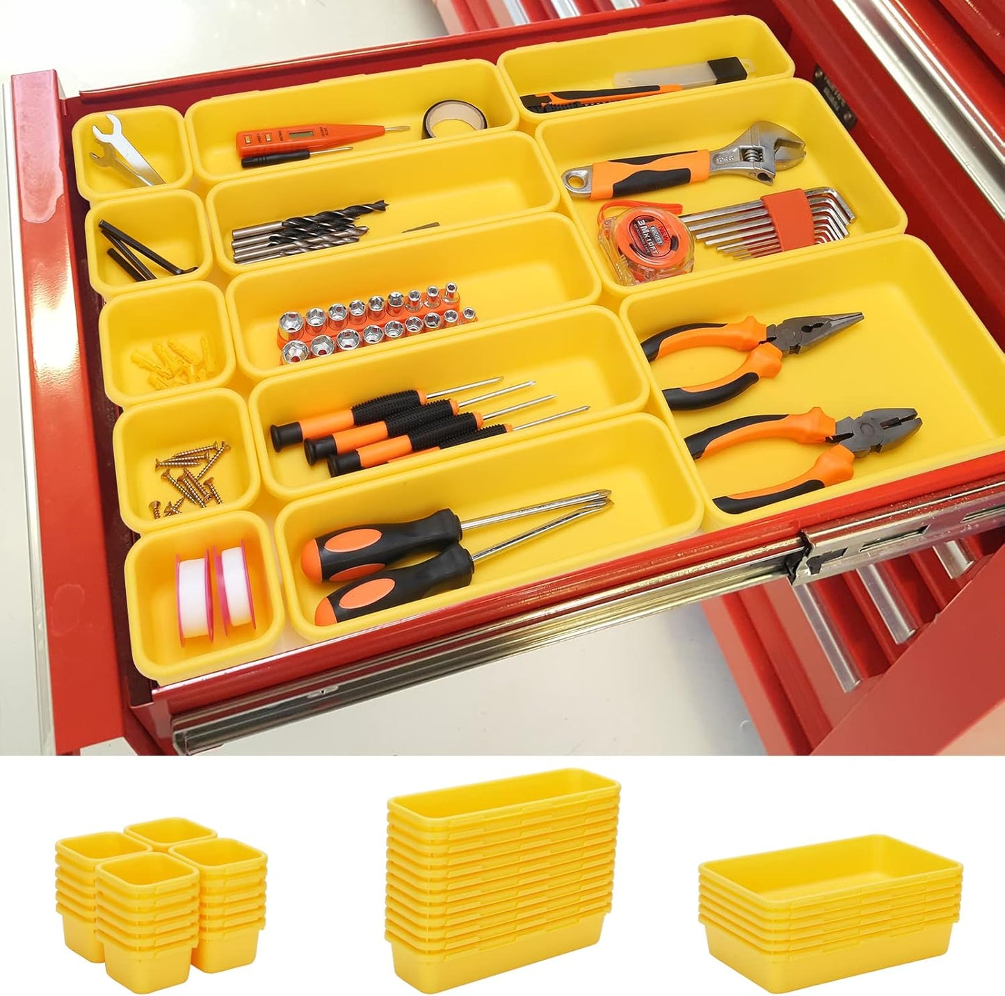 42 Pack Tool Box Organizer Tool Tray Dividers, Rolling Tool Chest Cart Cabinet Workbench Desk