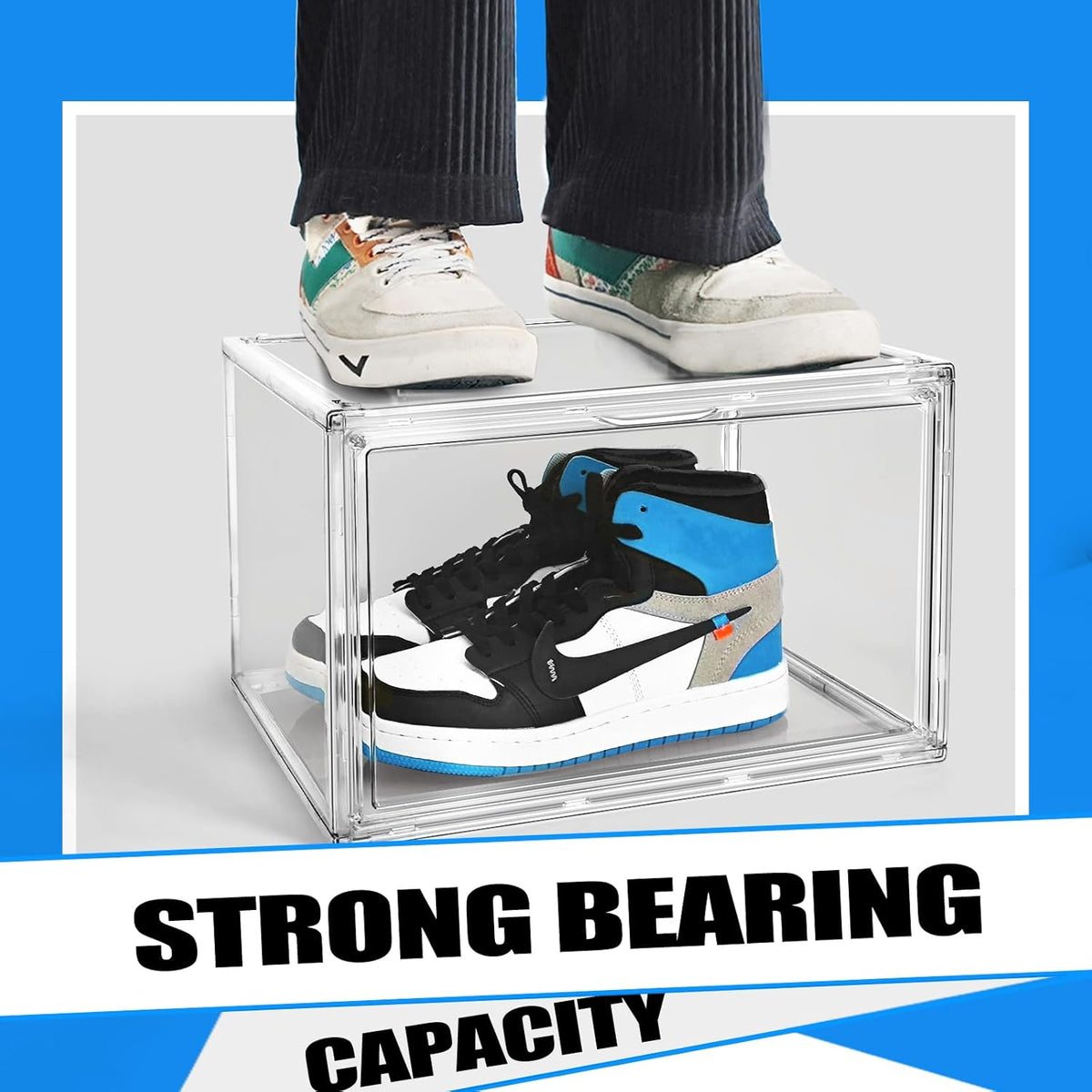 10 Pack Acrylic Shoe Storage Box Clear Plastic Stackable Acrylic Display Case with Magnetic Door