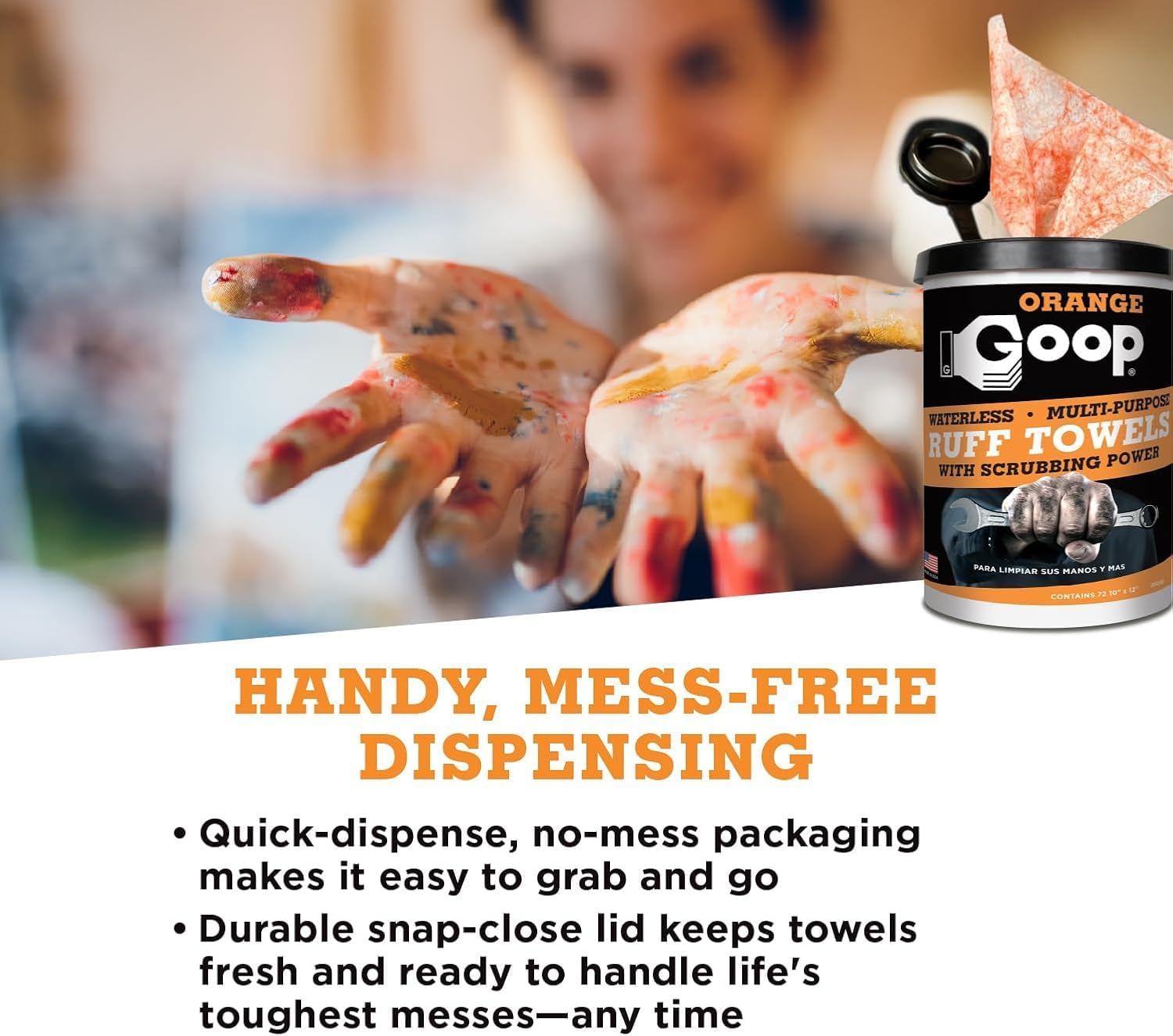 GOOP Heavy Duty Ruff Towels with Scrubbing Power, 10” x 12” Dual Textured Multi-Purpose Cleaning