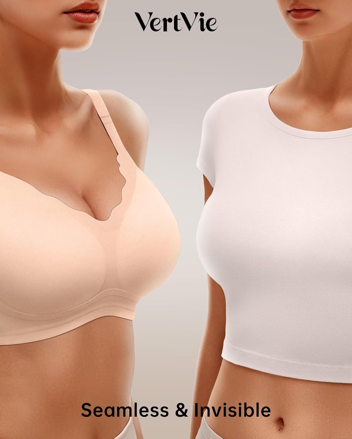 Vertvie Womens Seamless Bras No Underwire Supportive Wireless Push Up Full Coverage Bralette