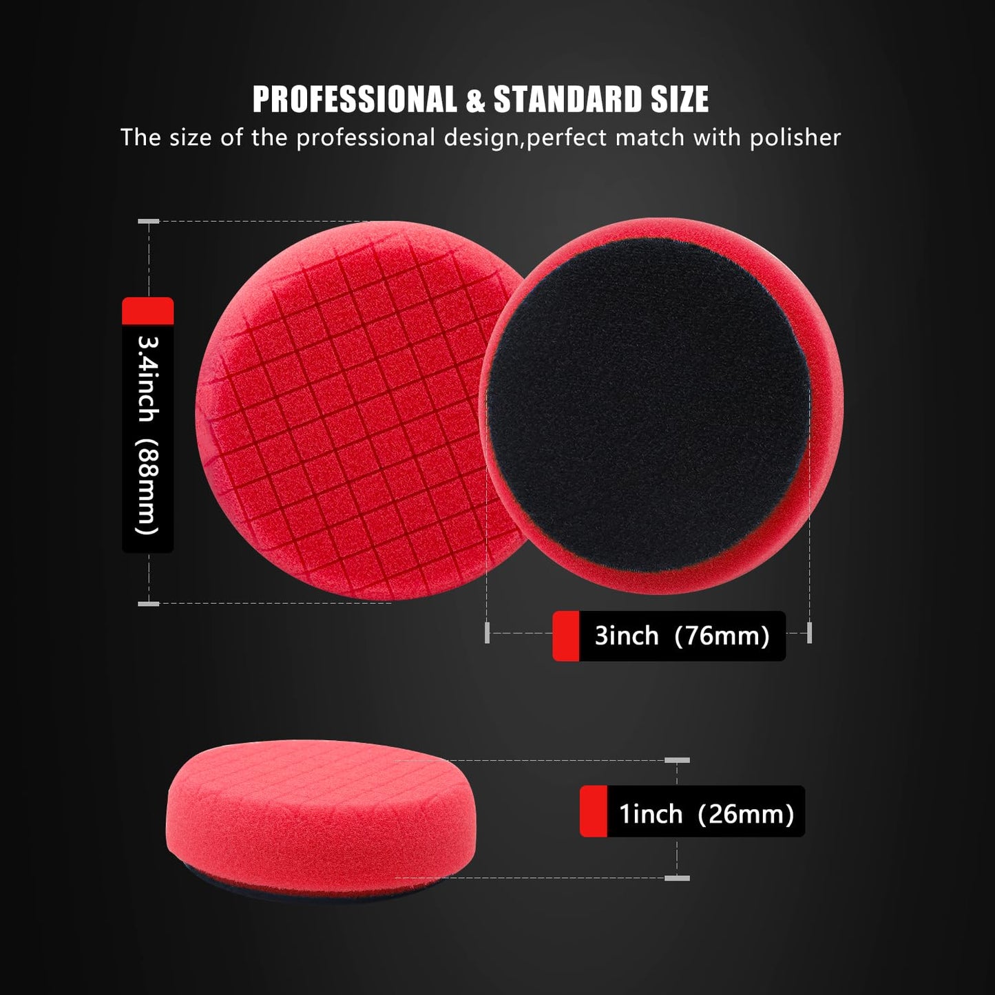 Red Finish Polishing Pads, Buffing Pads, SPTA 1Pcs 3.5 Inch Face for 3 Inch 80mm Backing Plate