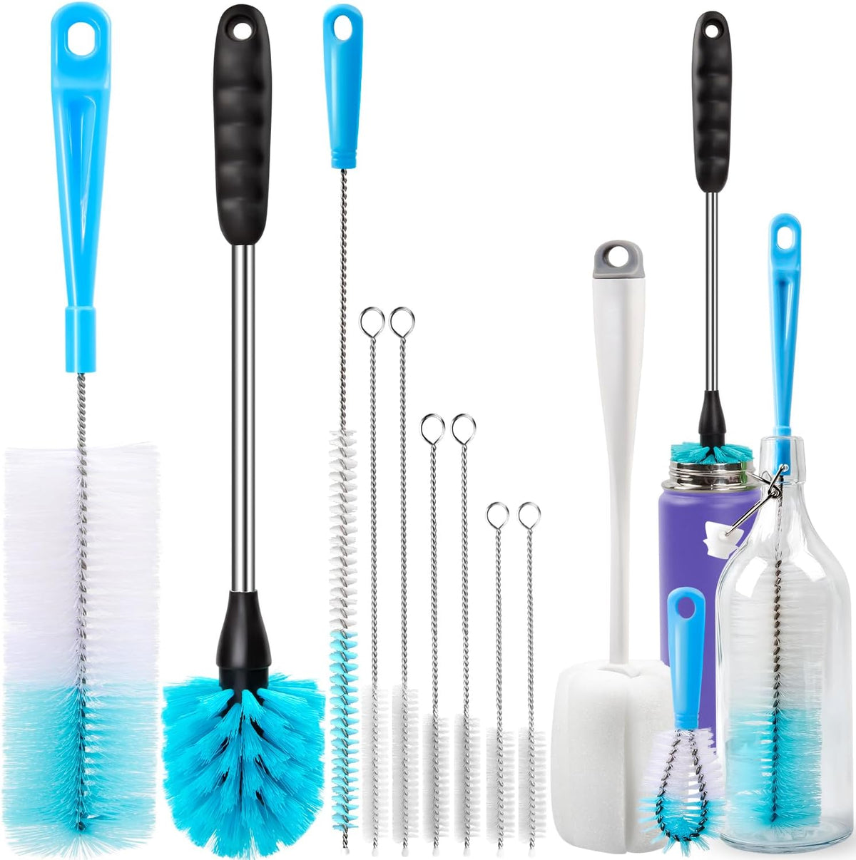Holikme Bottle Brush Tube Cleaning Lab Set with Long Handle, Cup Cleaner for Washing Narrow Neck