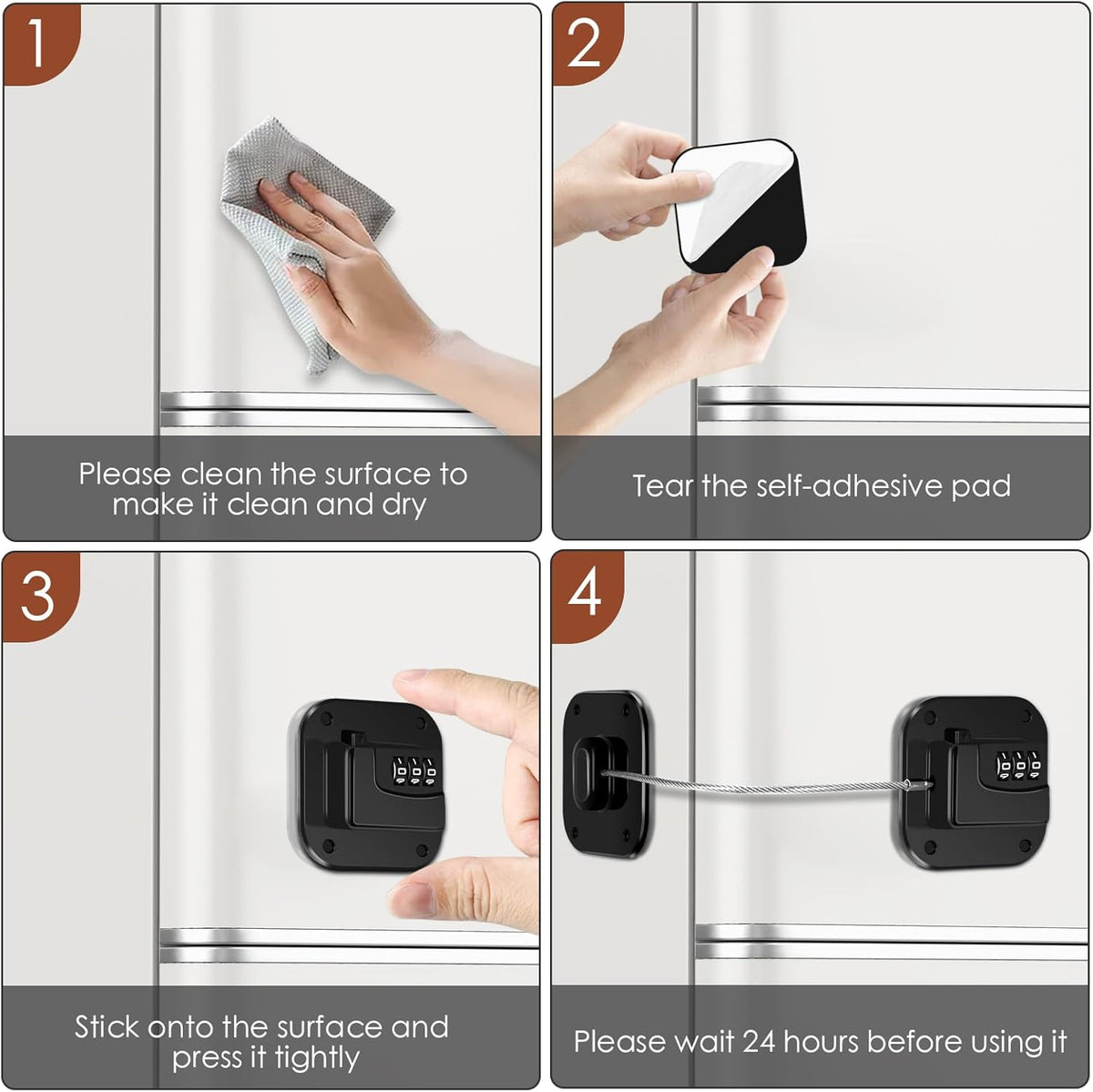 Refrigerator Lock, Combination Lock for Refrigerator Cabinets, Drawers, Heavy Duty Fridge Lock