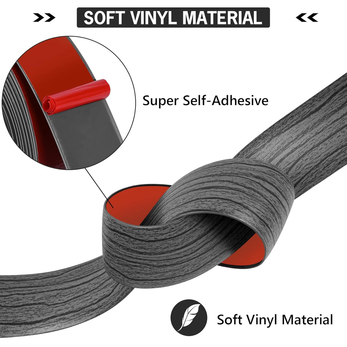 16.4Ft Floor Transition Strip Self Adhesive Vinyl Cover Floor Strip Flat Divider Transition Strip